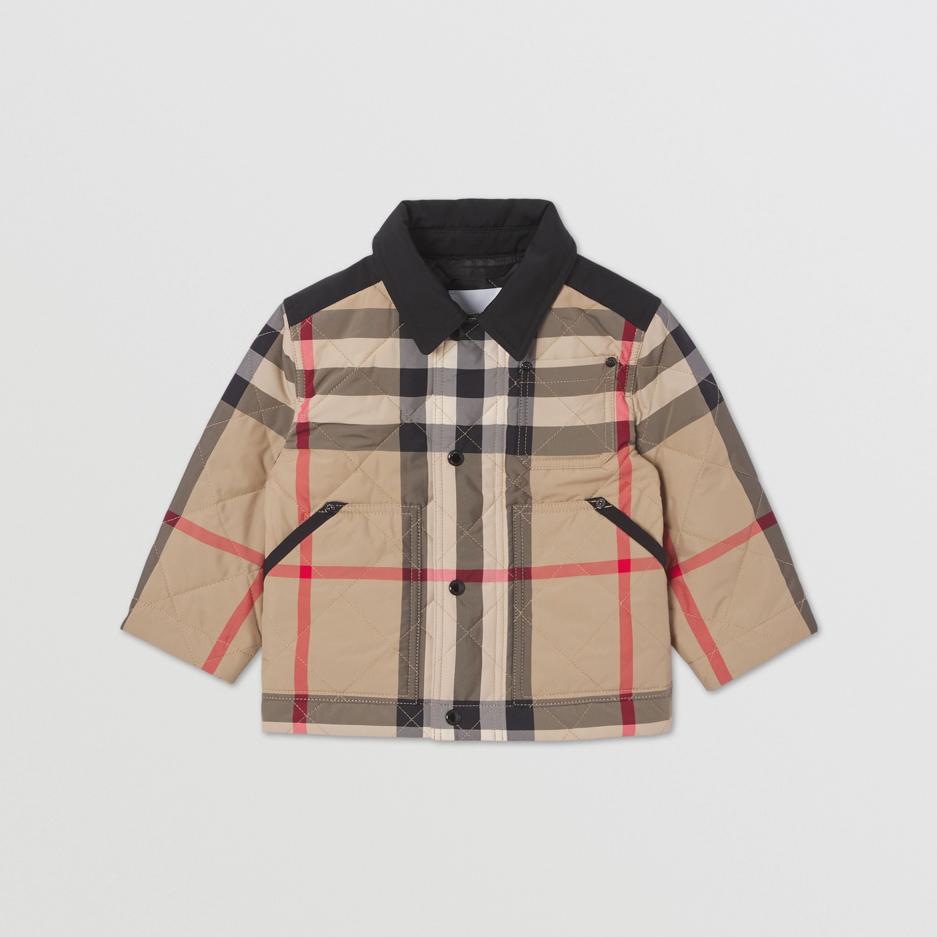 Baby Boys & Girls Beige Check Padded Jacket
