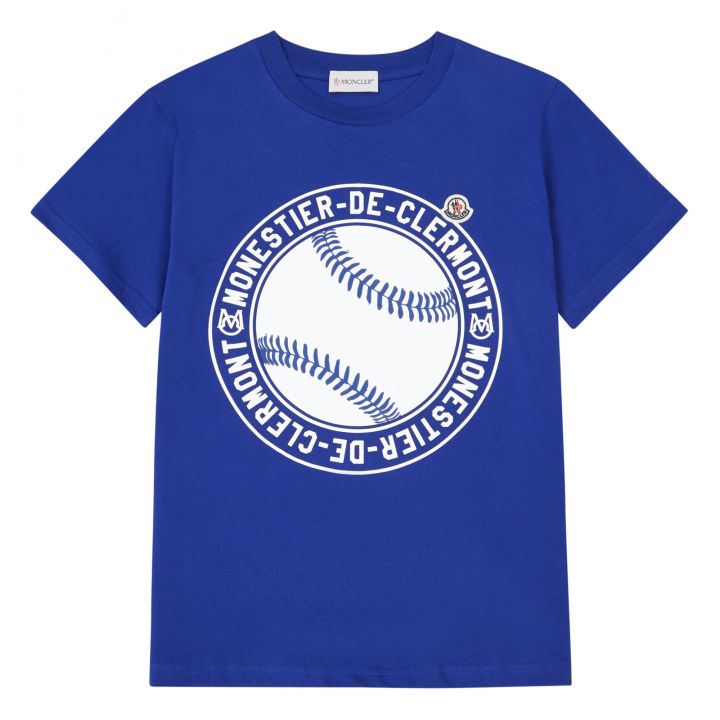 Boys Dark Blue Printed Cotton T-Shirt