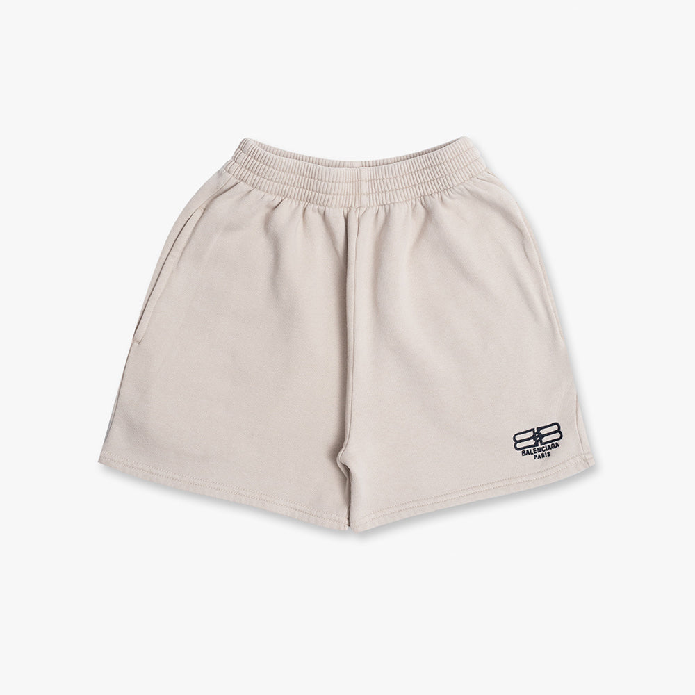 Boys & Girls Beige Logo Cotton Shorts
