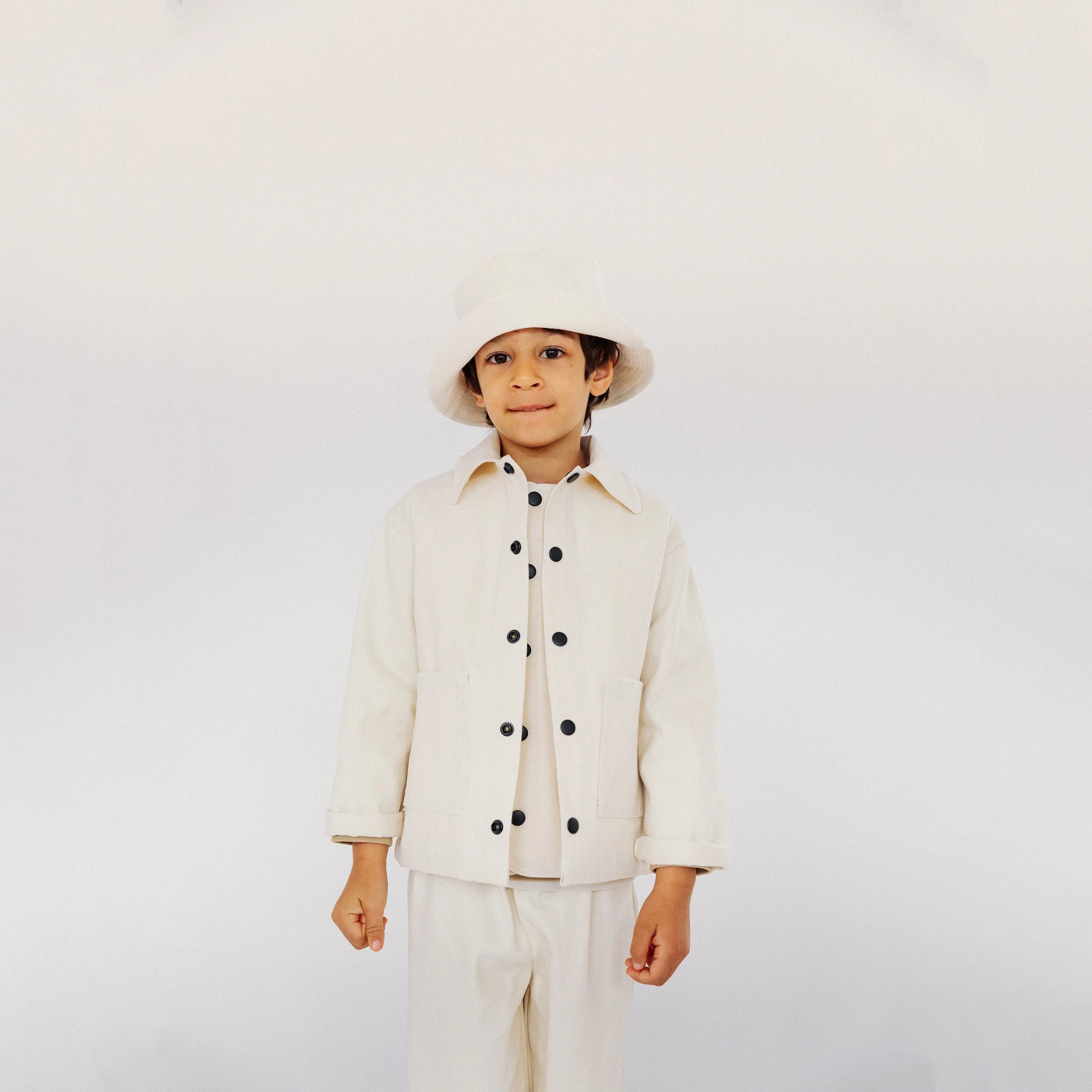 Boys & Girls White Denim Jacket