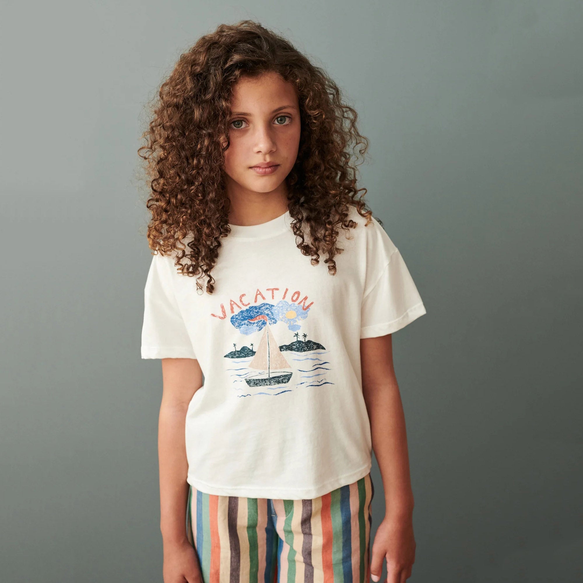 Boys & Girls White Printed T-Shirt