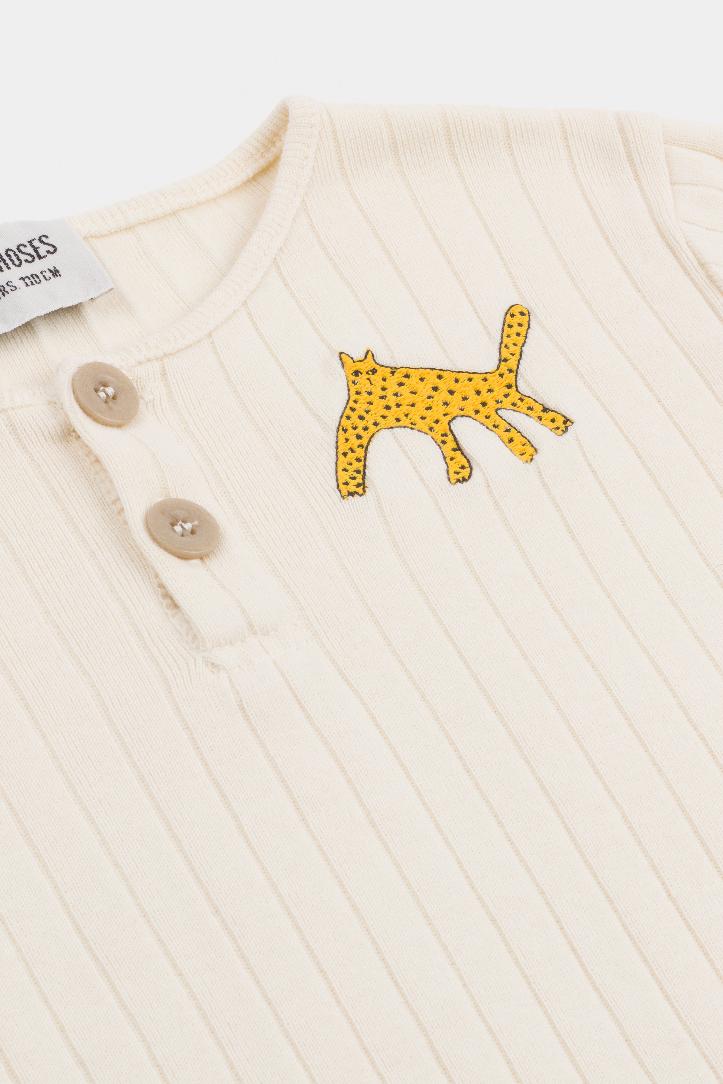 Boys Rice White Leopard Buttoned T-shirt
