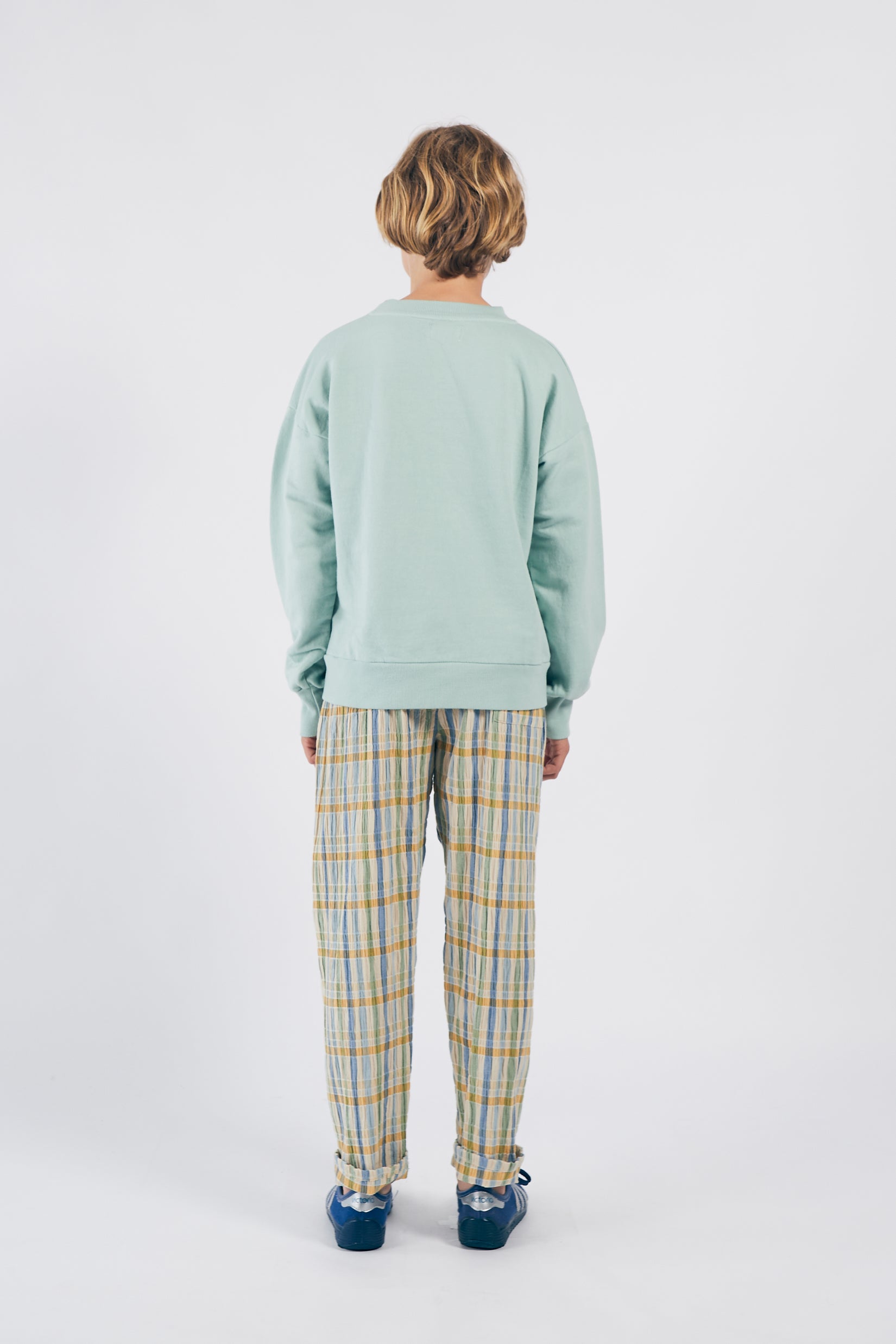 Boys Multicolor Check Baggy Trousers