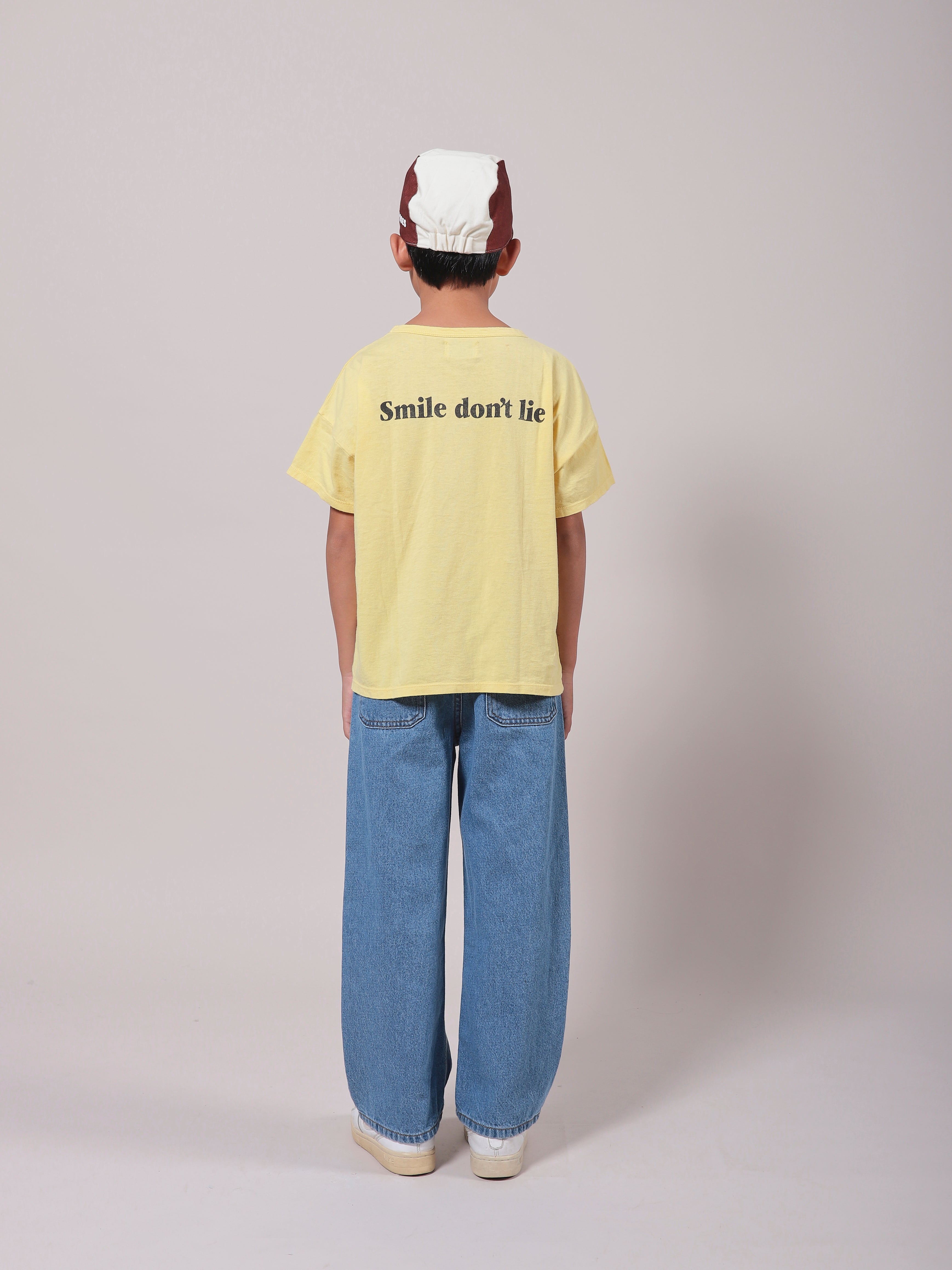 Boys & Girls Yellow Smile Cotton T-Shirt
