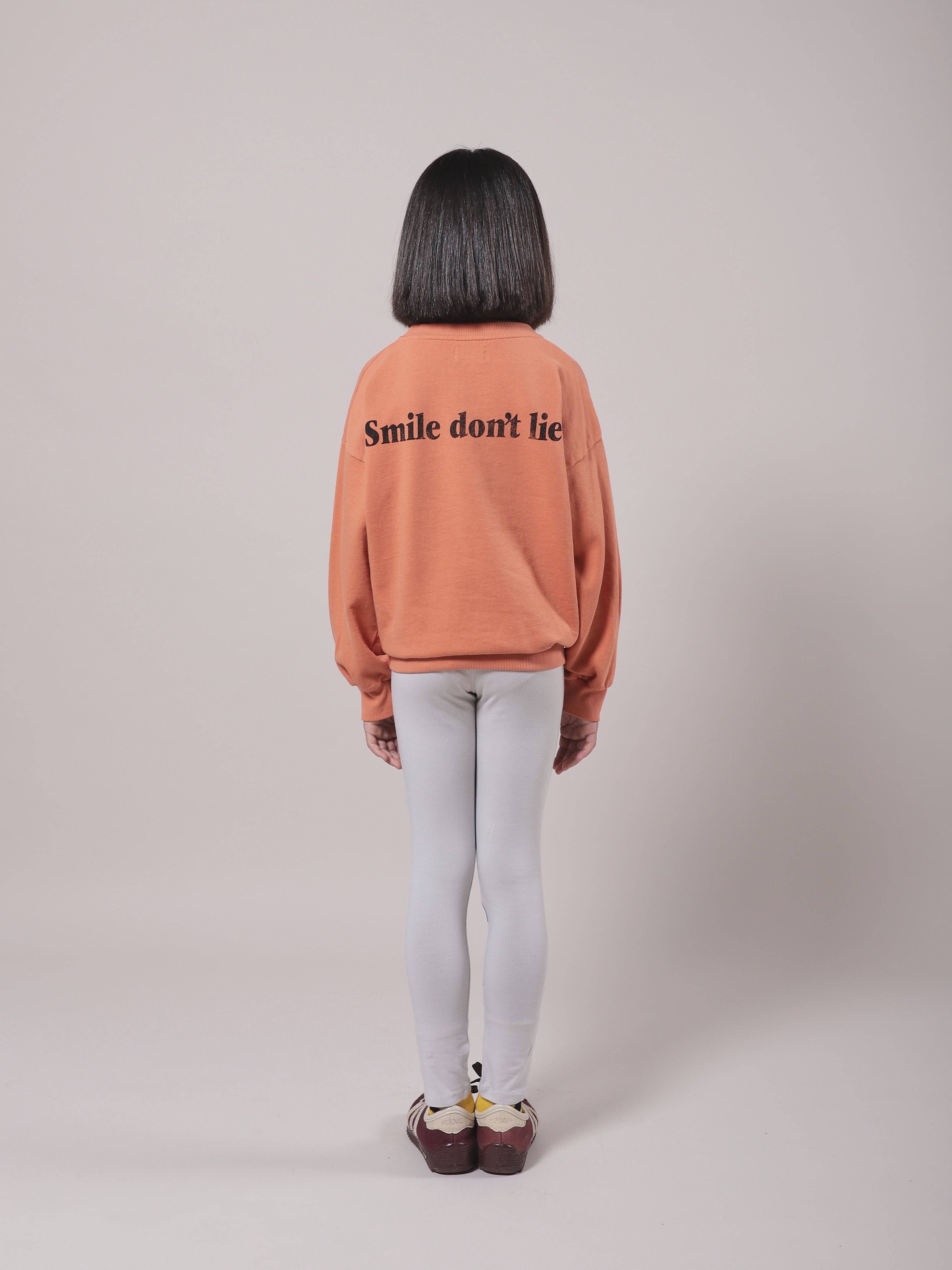 Girls Orange Smile Cotton Sweatshirt
