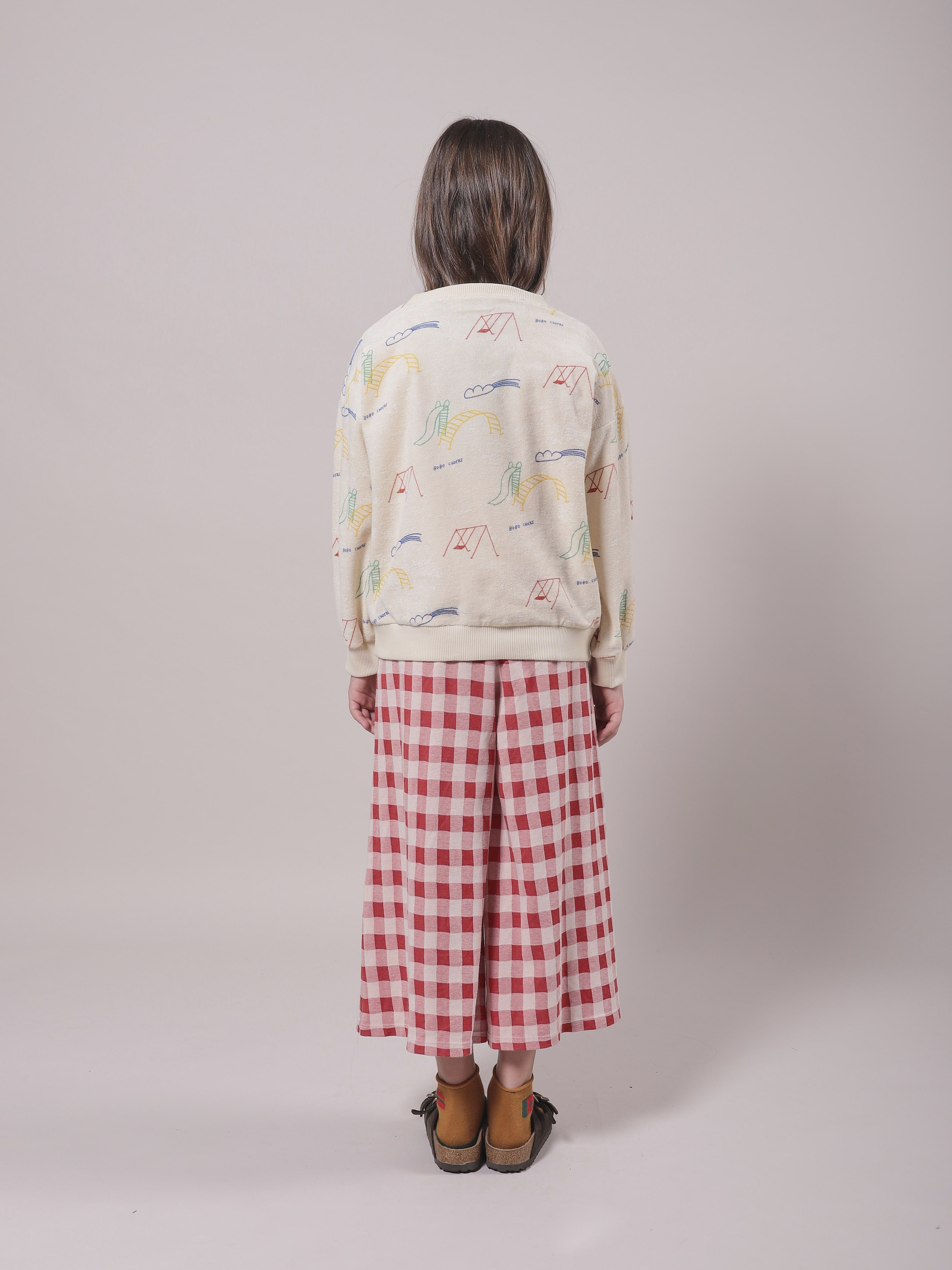Pantalon écossais rouge en coton pour fille