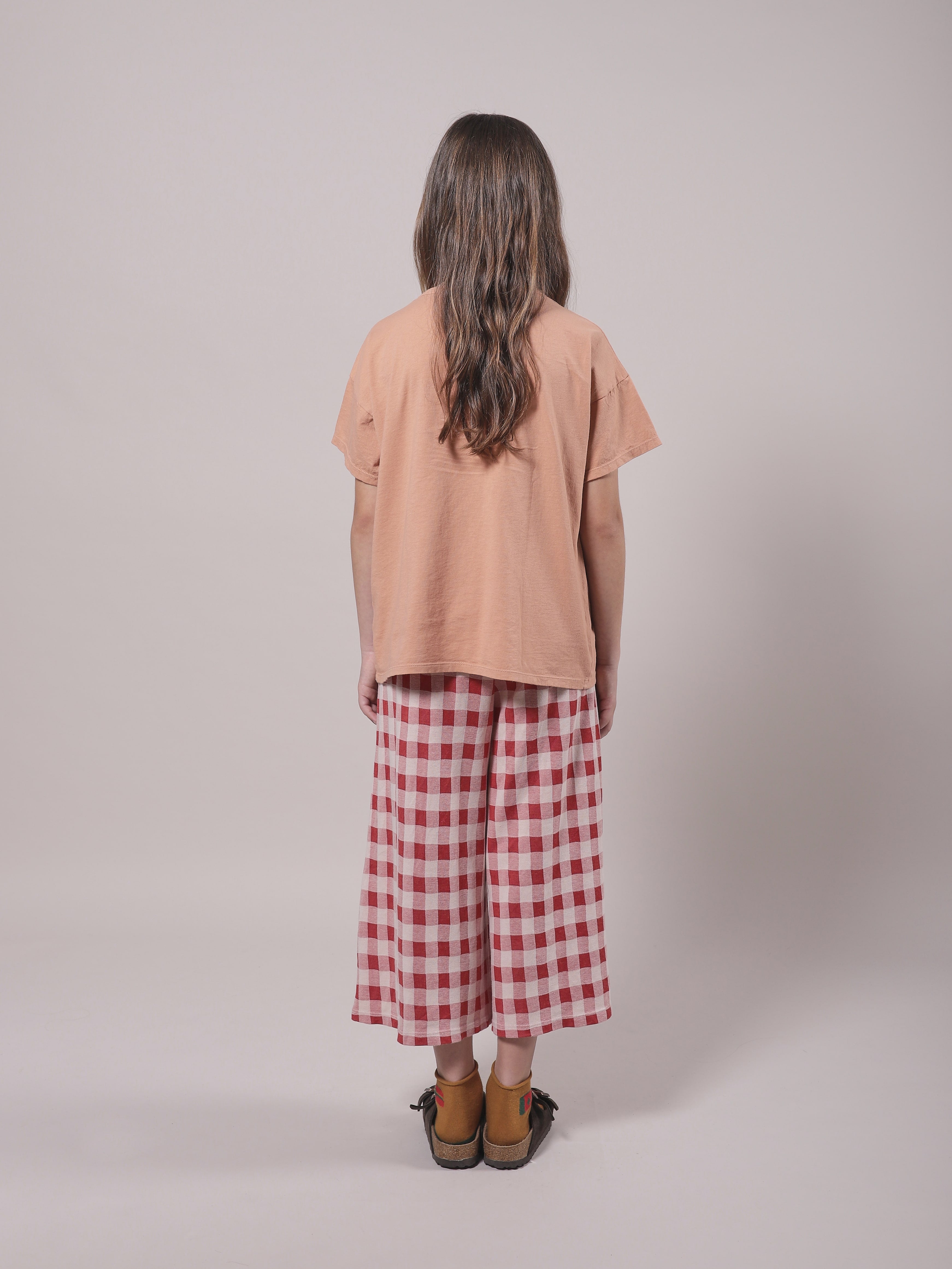 Pantalon écossais rouge en coton pour fille