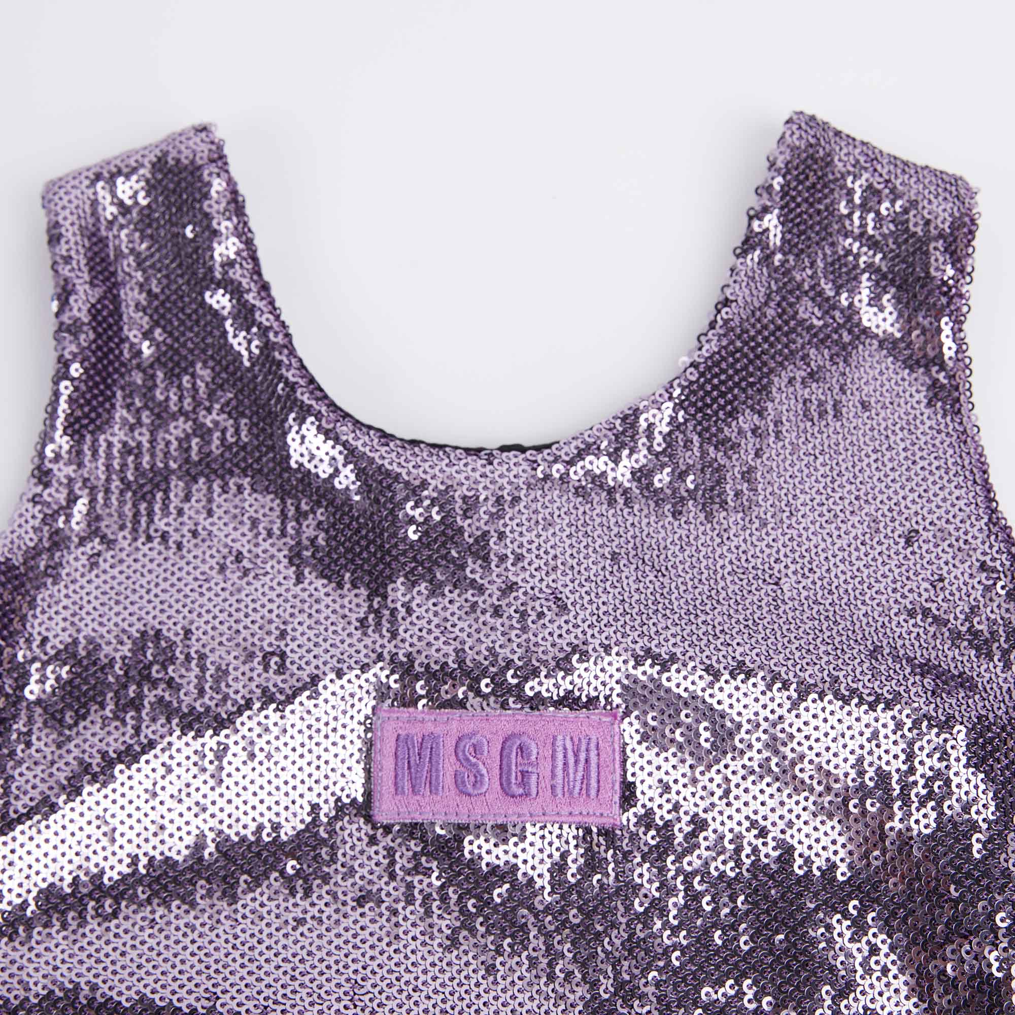 Girls Purple Sequins Dress