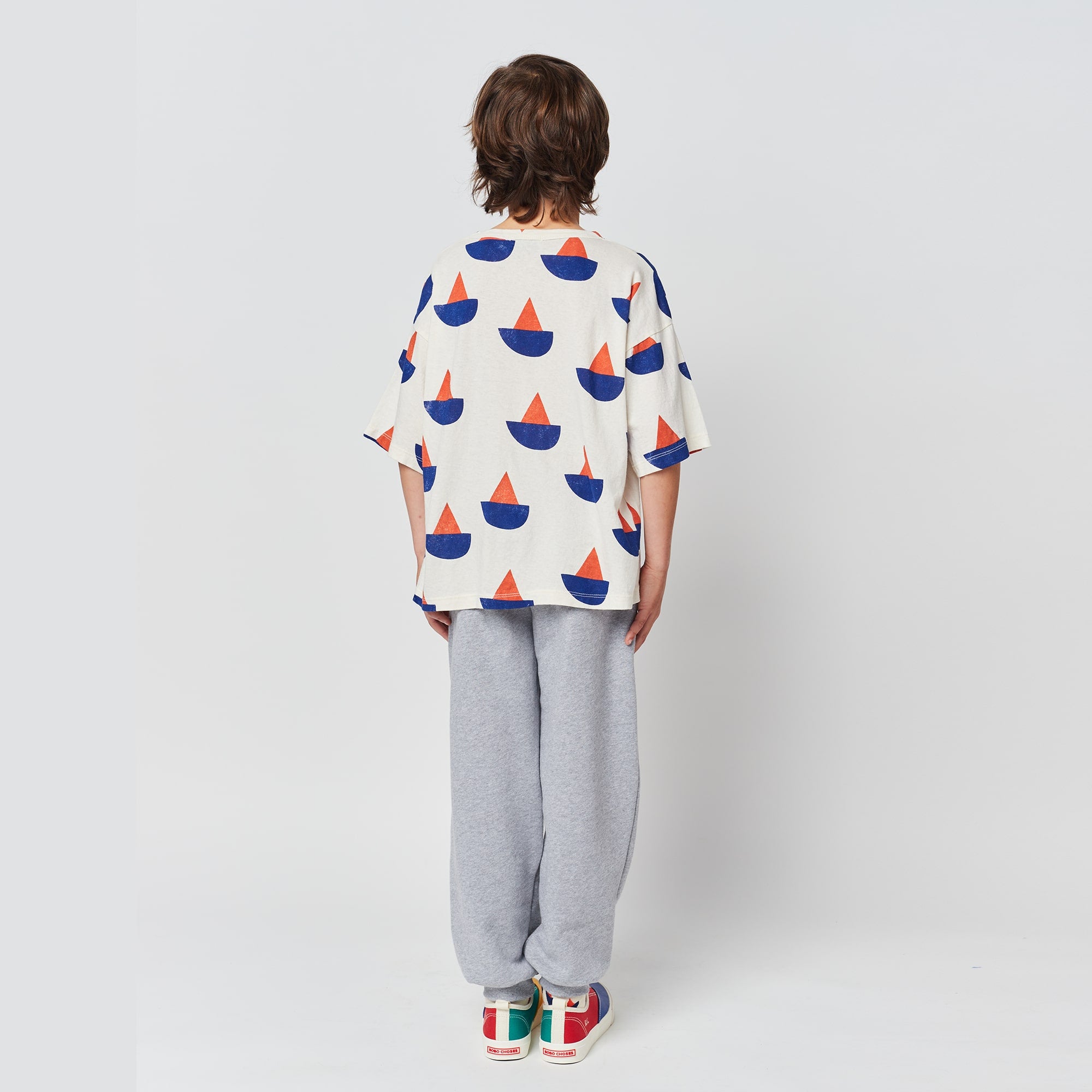 Boys White Printed Cotton T-Shirt