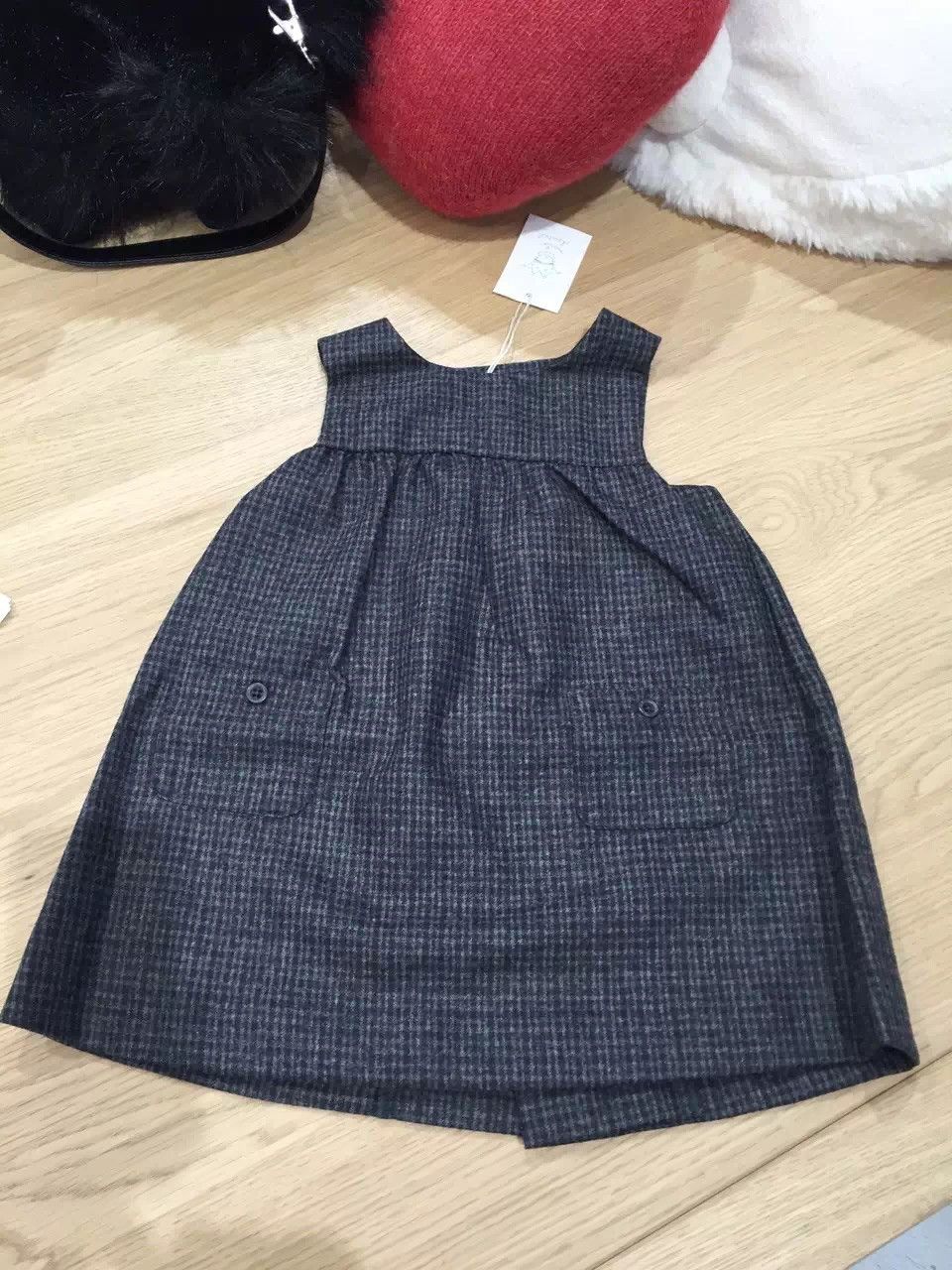 Baby Girls Dark Grey Check Wool Dress - CÉMAROSE | Children's Fashion Store