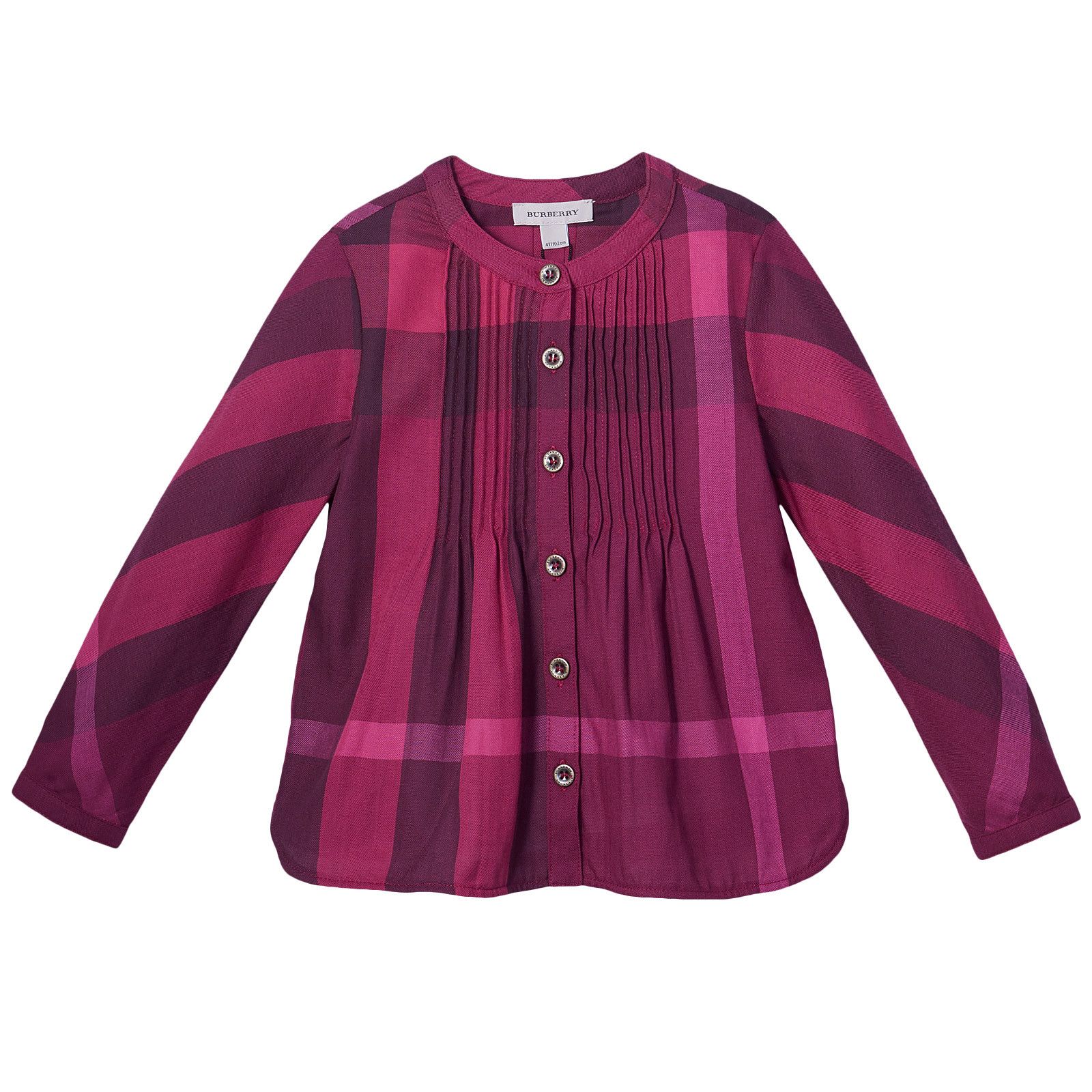 Girls Dark Pink Check Long Sleeve  Blouse - CÉMAROSE | Children's Fashion Store - 1