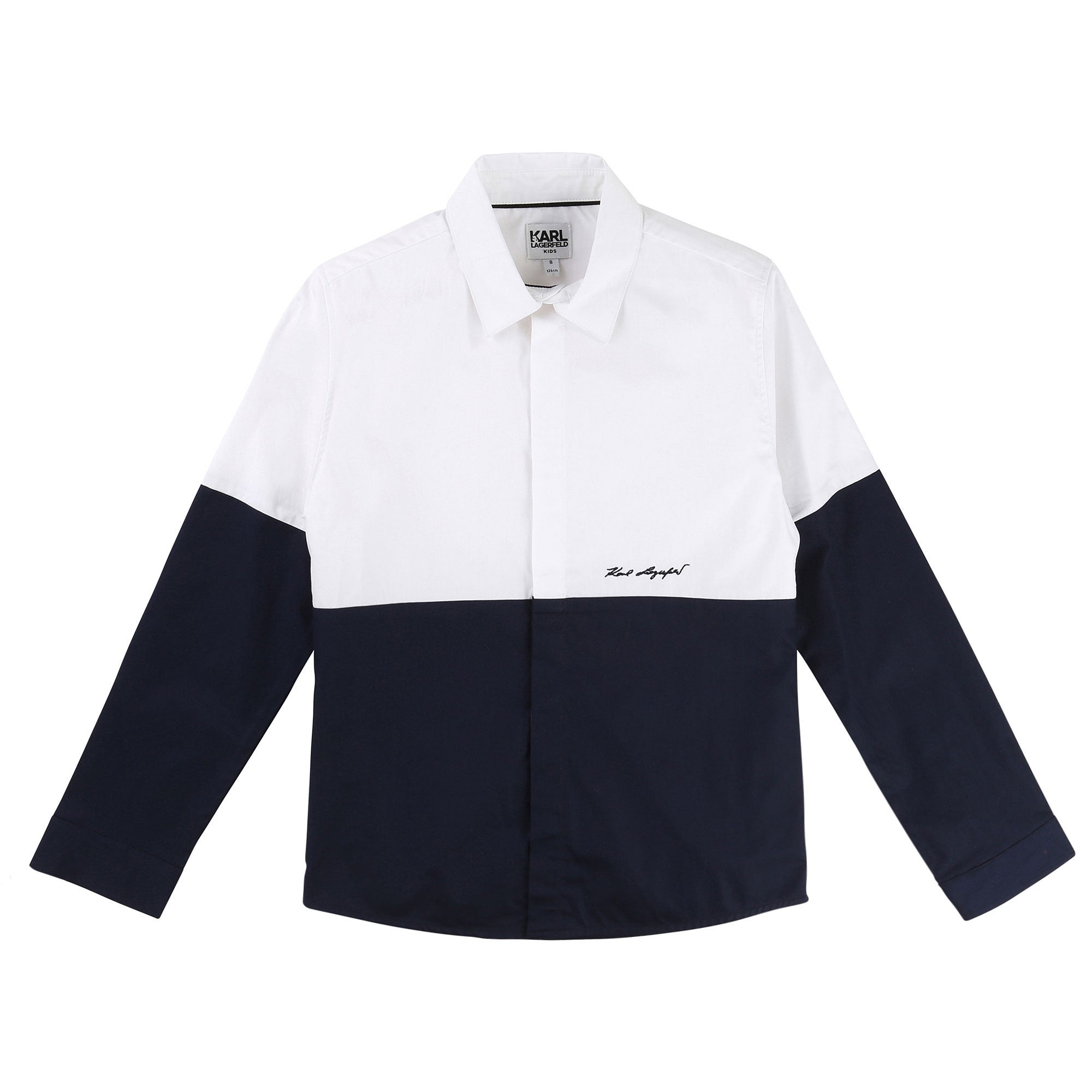 Boys White & Blue Cotton Shirt - CÉMAROSE | Children's Fashion Store