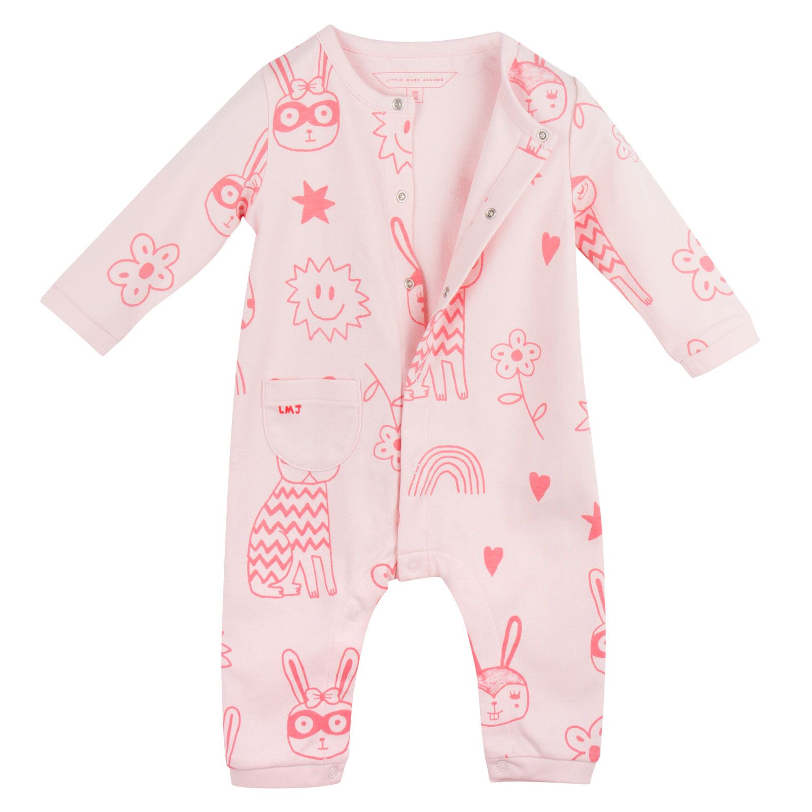 Baby Pink Cotton Space Printed Babygrow - CÉMAROSE | Children's Fashion Store - 3