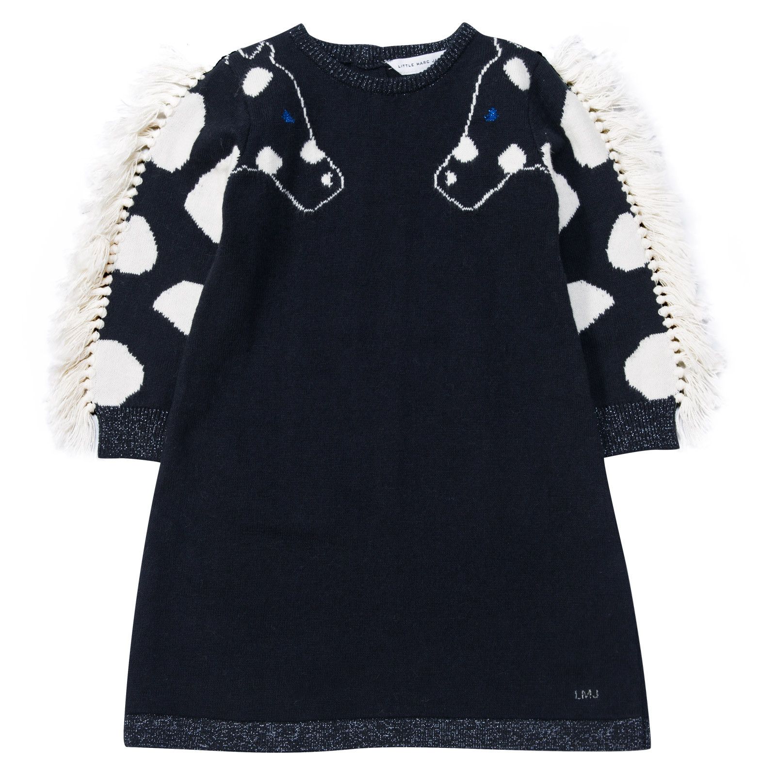 Baby Girls Navy Blue Knitted Horses Trims Dress - CÉMAROSE | Children's Fashion Store - 1