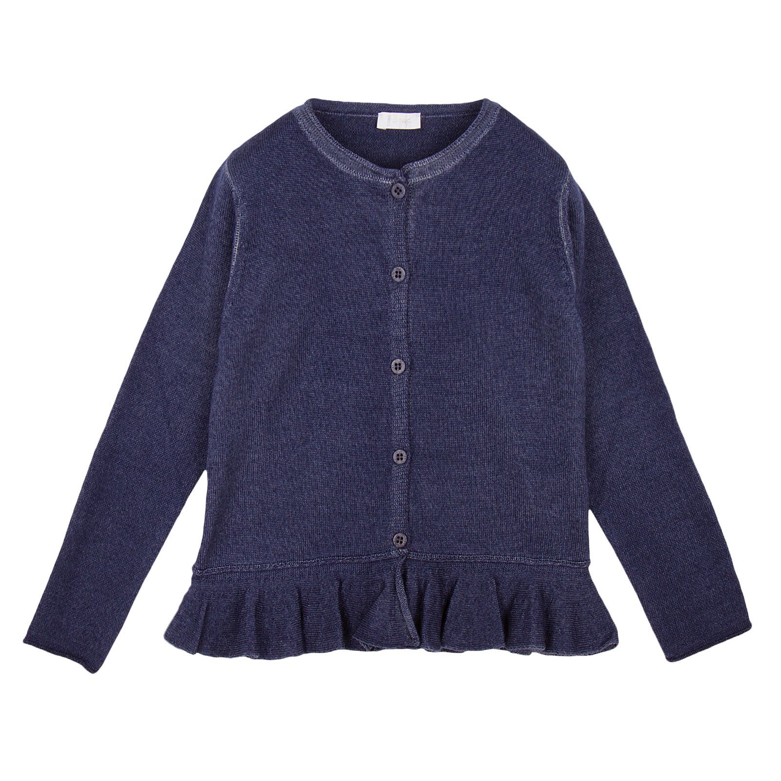 Girls Navy Blue  Knitted Cardigan With Peplum Hem - CÉMAROSE | Children's Fashion Store - 1