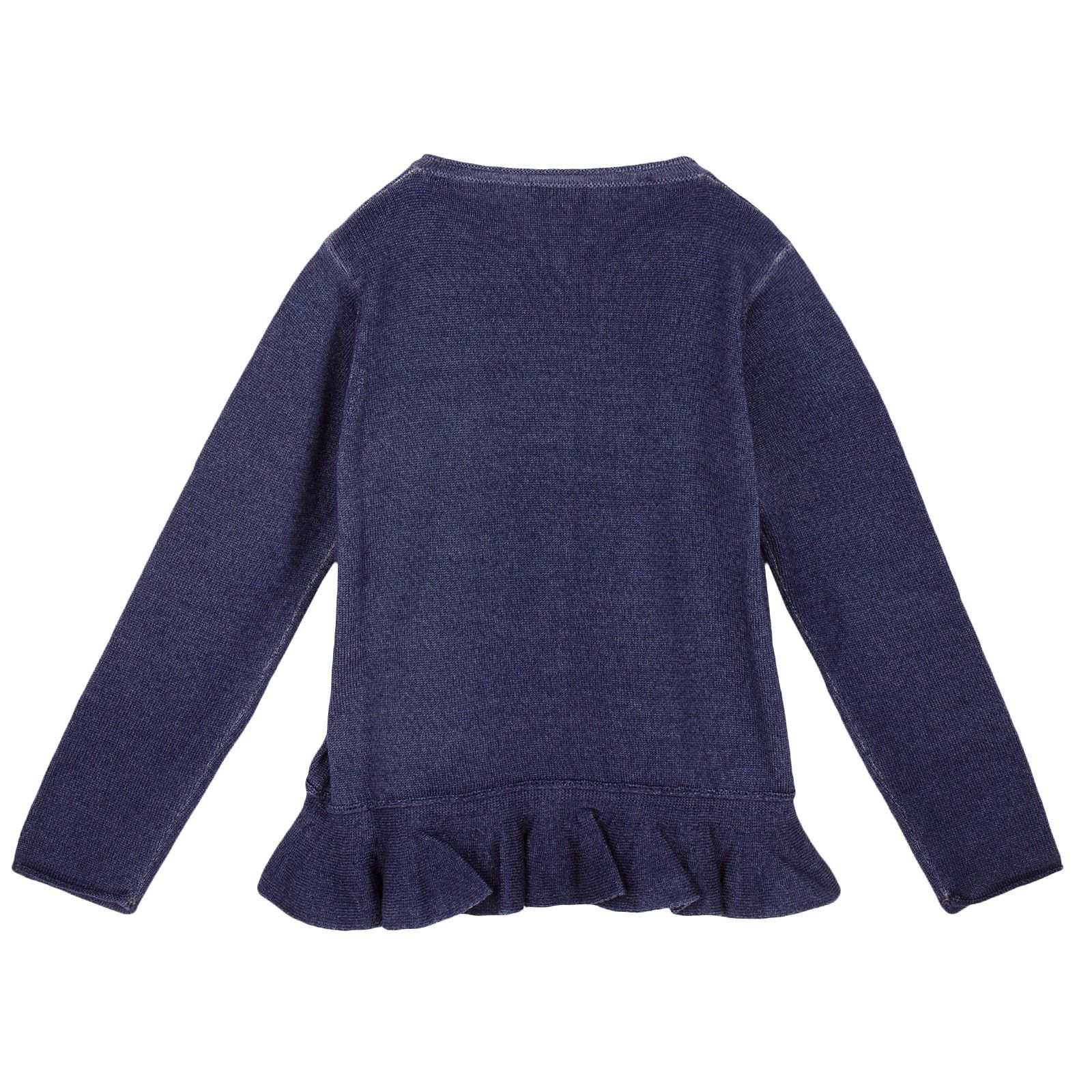 Girls Navy Blue  Knitted Cardigan With Peplum Hem - CÉMAROSE | Children's Fashion Store - 2