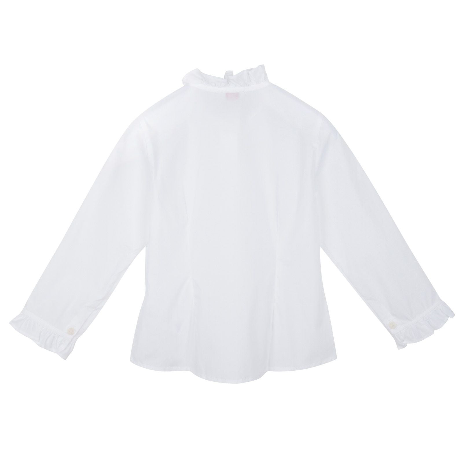 Girls White Jersey Blouse With Frilly Collar and Cuffs - CÉMAROSE | Children's Fashion Store - 2