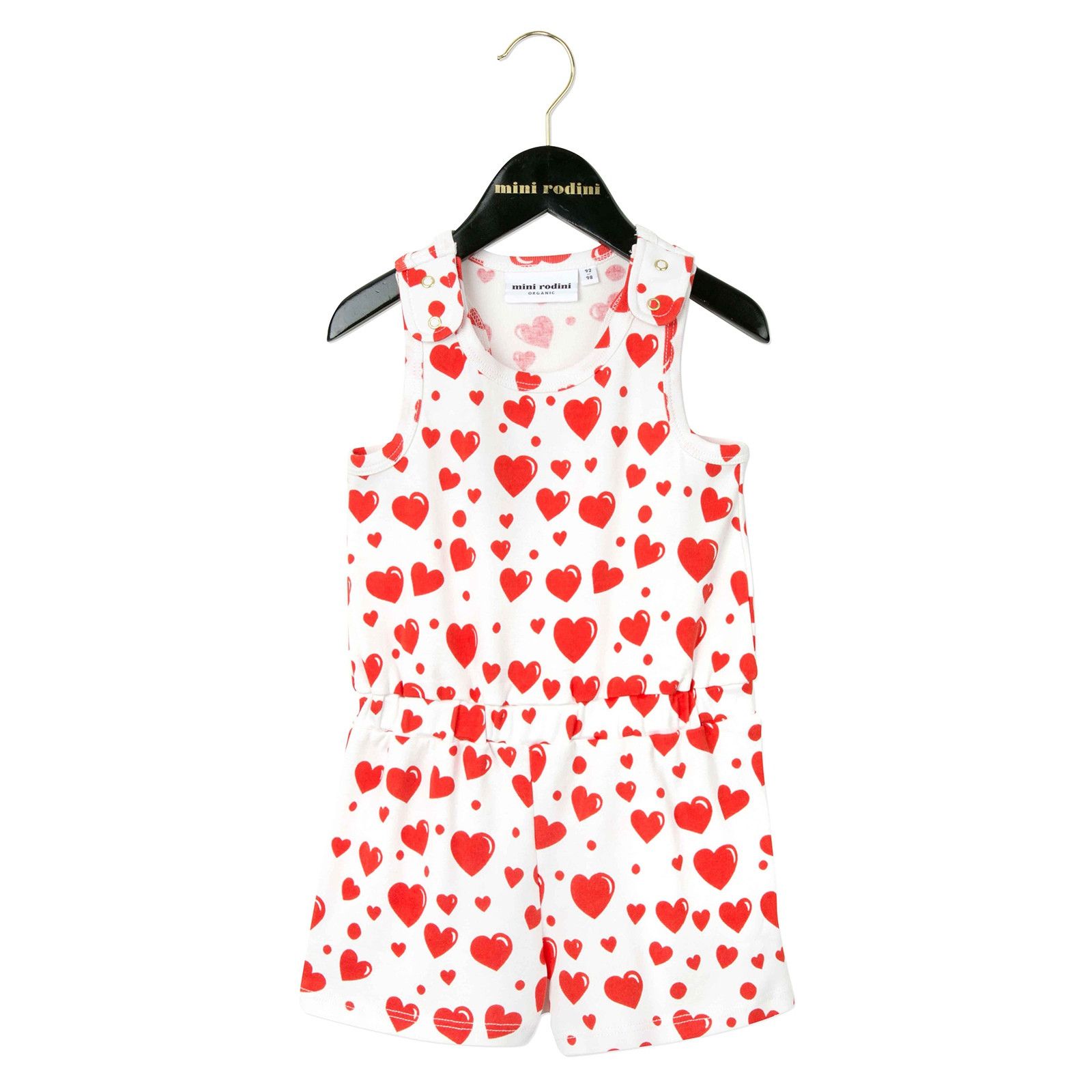 Girls White Cotton Romper With Red Hearts Print - CÉMAROSE | Children's Fashion Store - 1