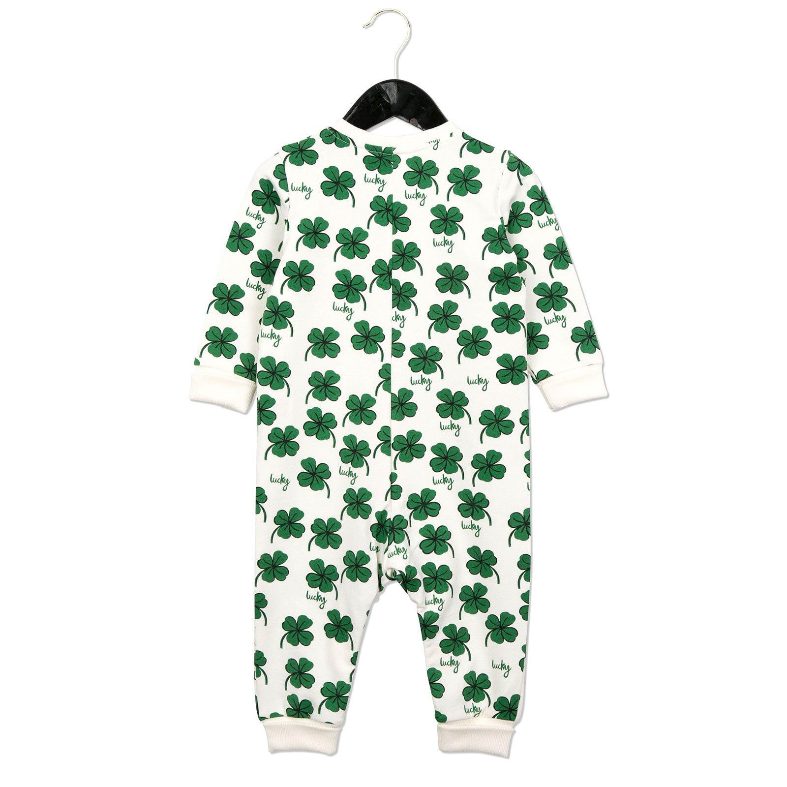 Baby White Cotton Babygrow With Clover Print - CÉMAROSE | Children's Fashion Store - 2