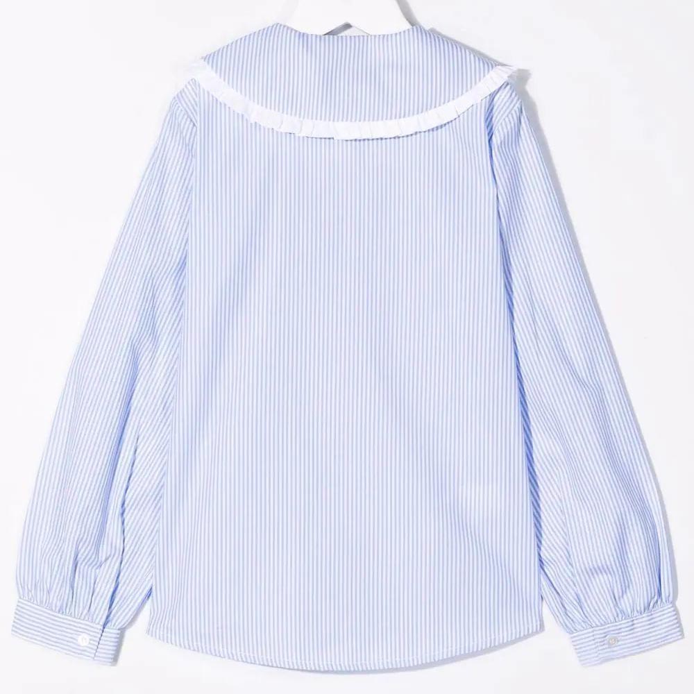 Girls Blue Stripe Cotton Shirt