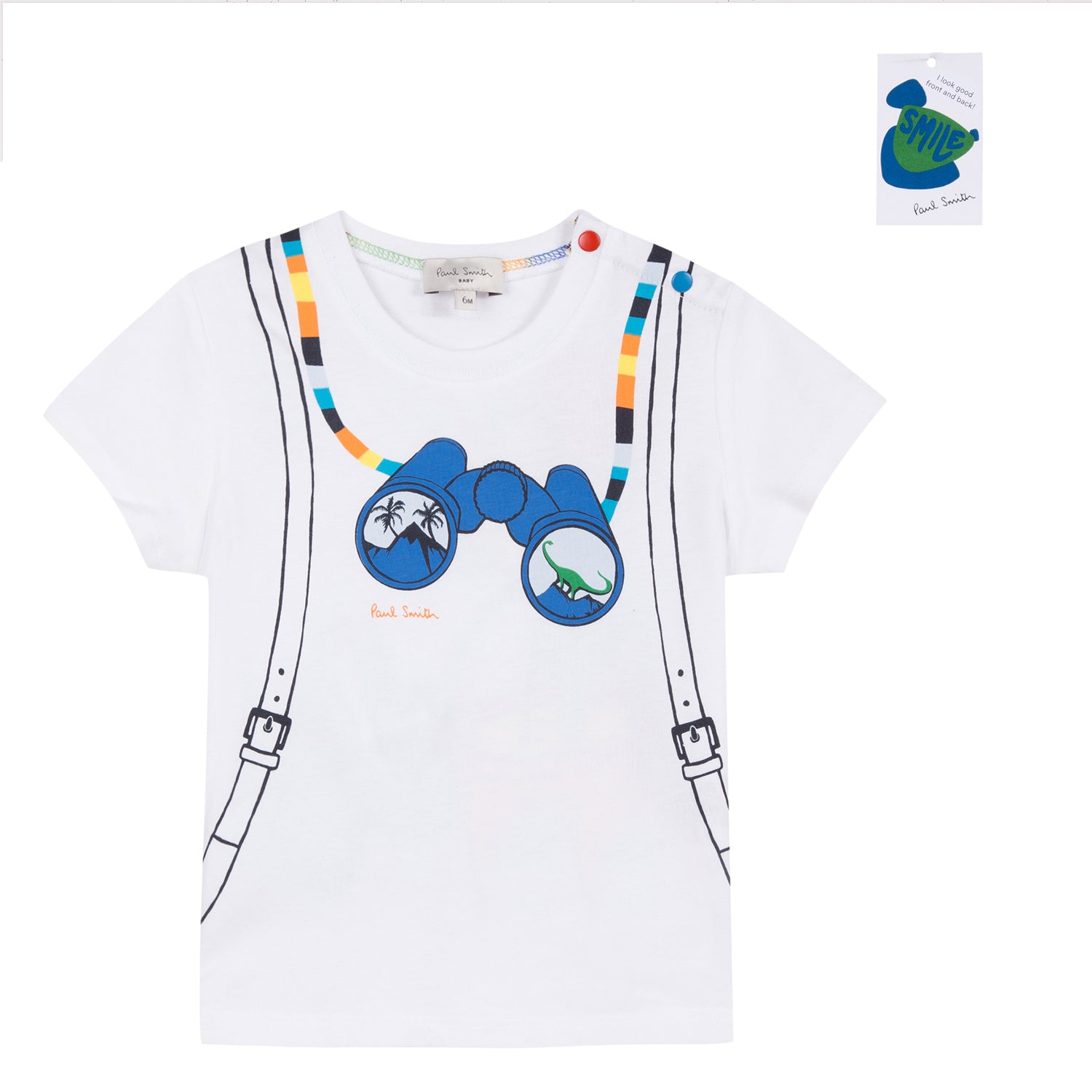 Baby Boys White Printed Cotton T-shirt