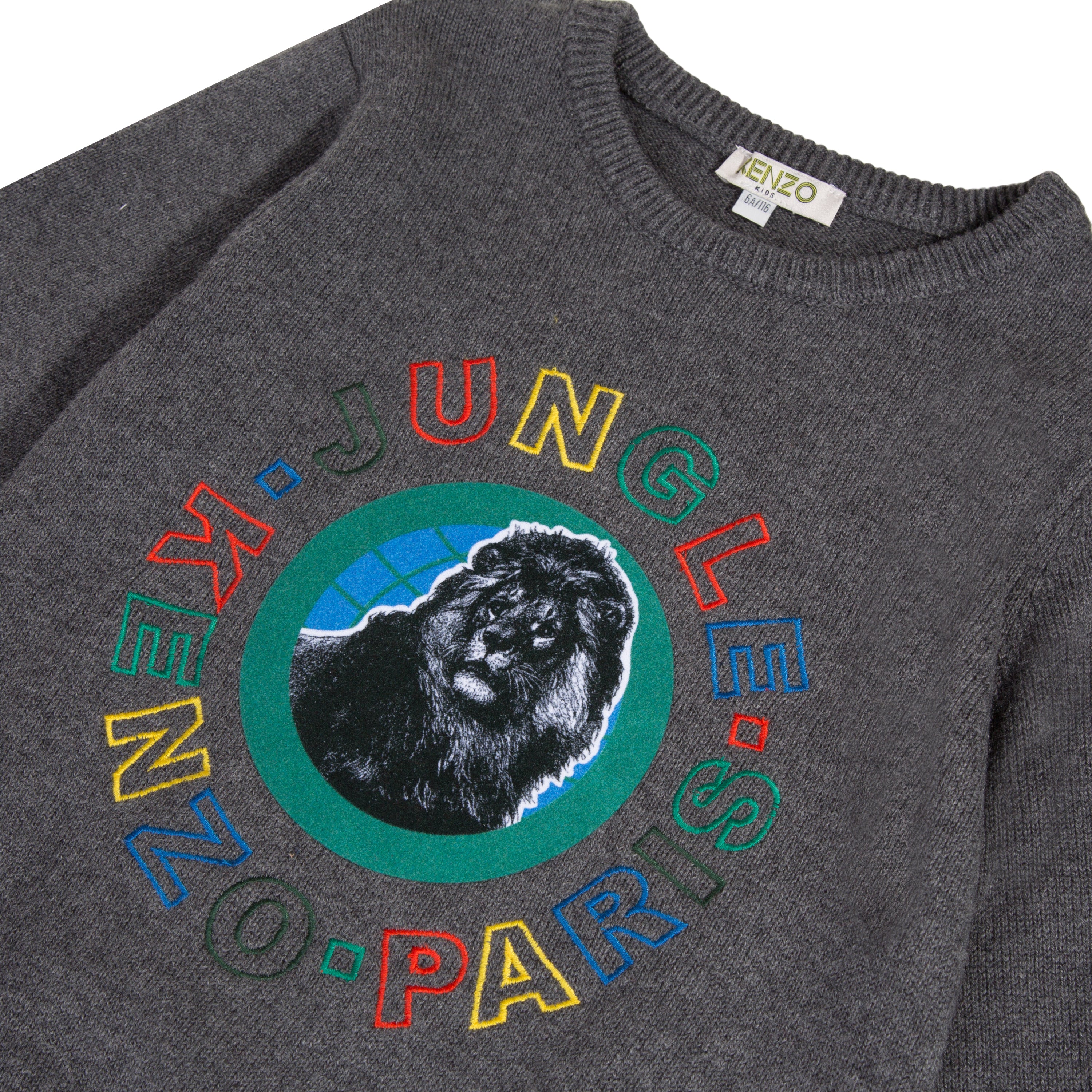 Boys Dark Grey Logo Cotton Sweater