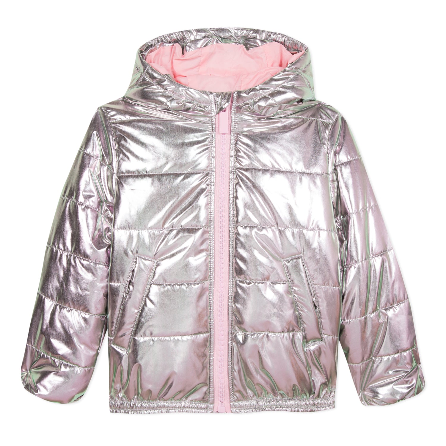 Girls Light Pink Padded Down Coat