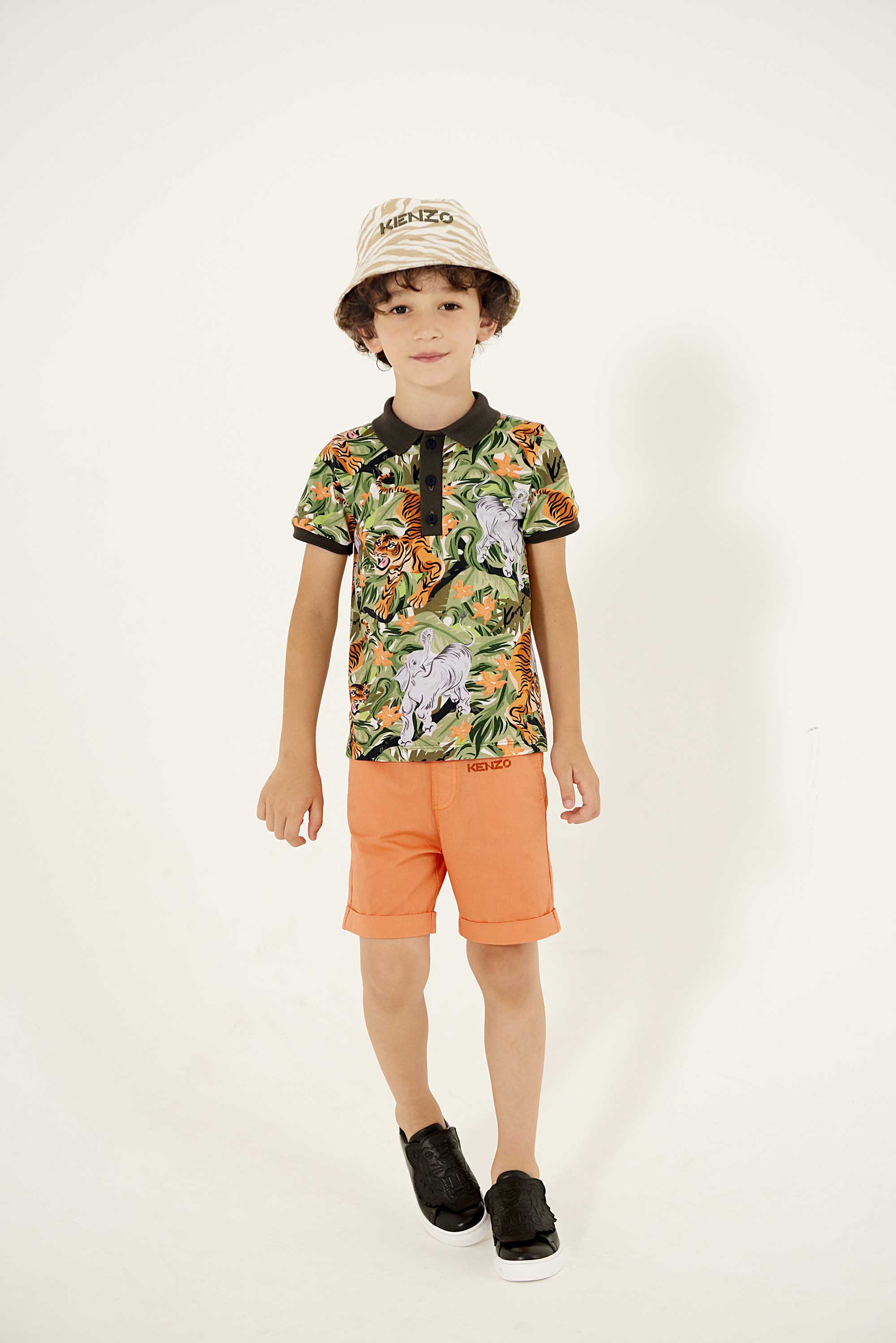 Boys Beige Logo Cotton Hat
