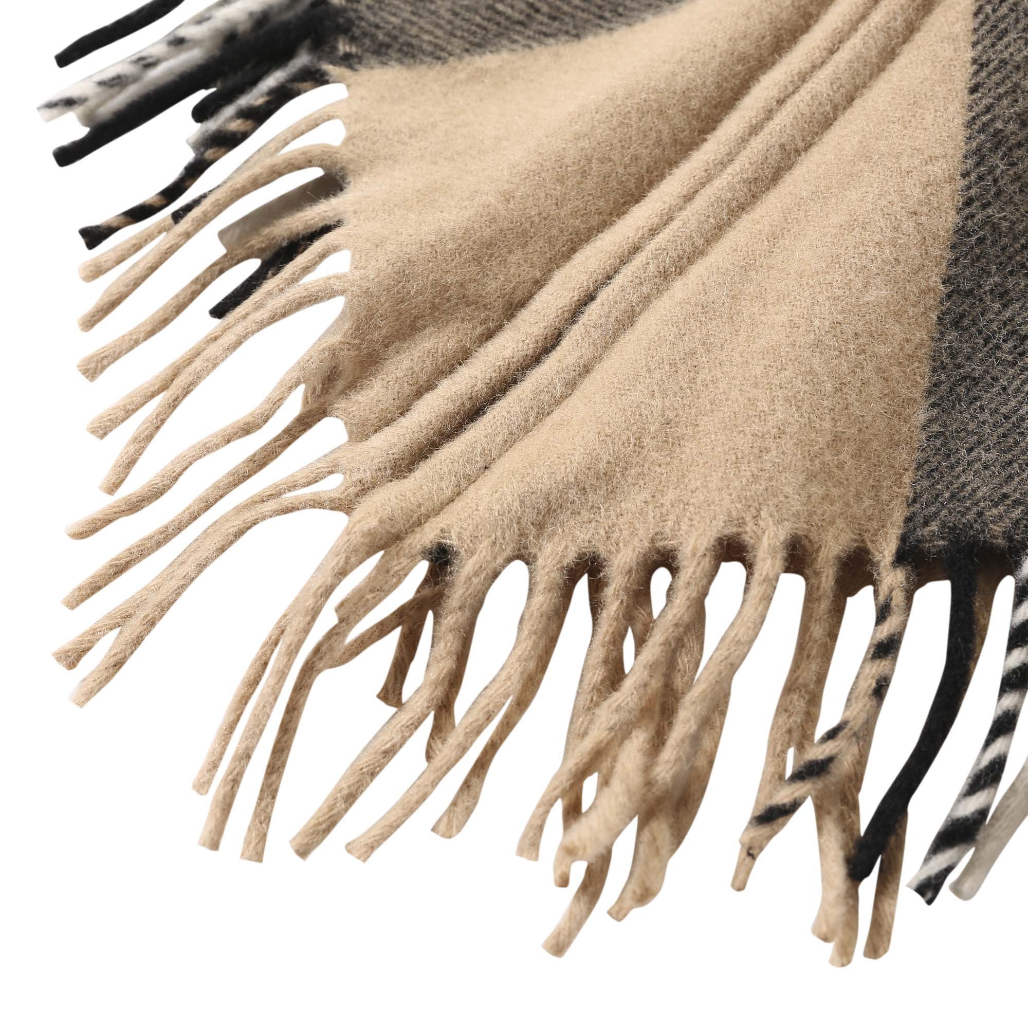 Girls Beige Check Hooded Wool Shawls - CÉMAROSE | Children's Fashion Store - 5
