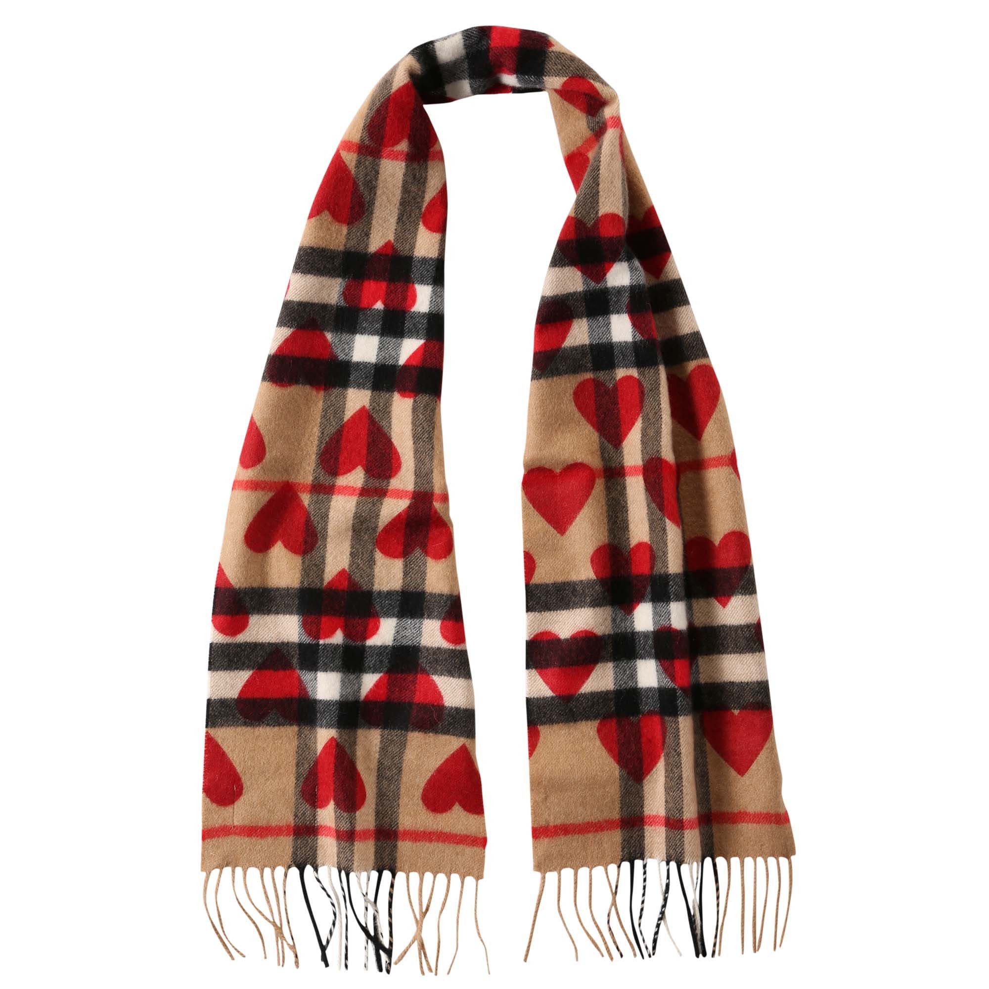 Girls Parade Red New Classic Check & Hearts Cashmere Scarf - CÉMAROSE | Children's Fashion Store - 2