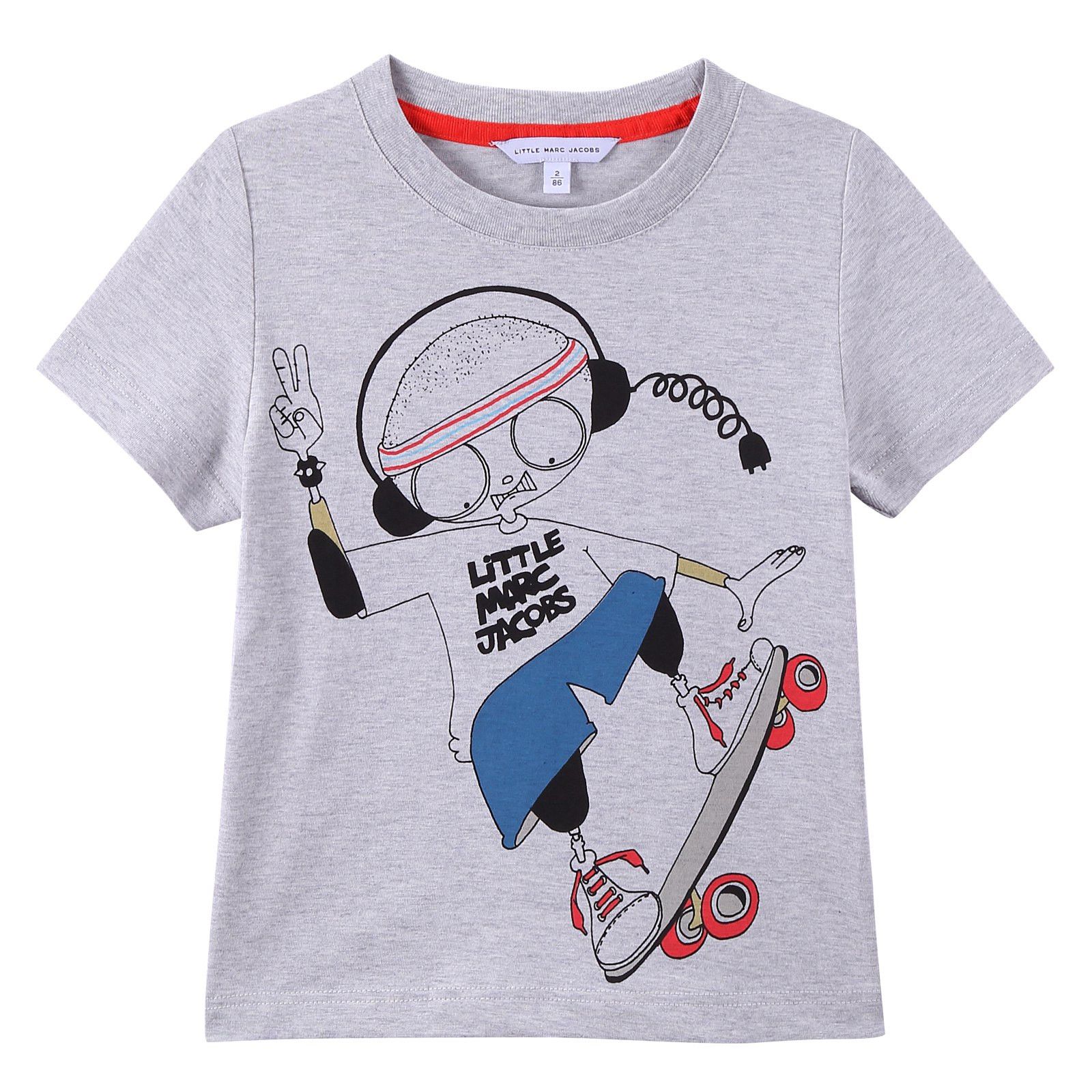 Boys Grey 'Mr Marc' Printed Cotton Jersey T-Shirt - CÉMAROSE | Children's Fashion Store - 1