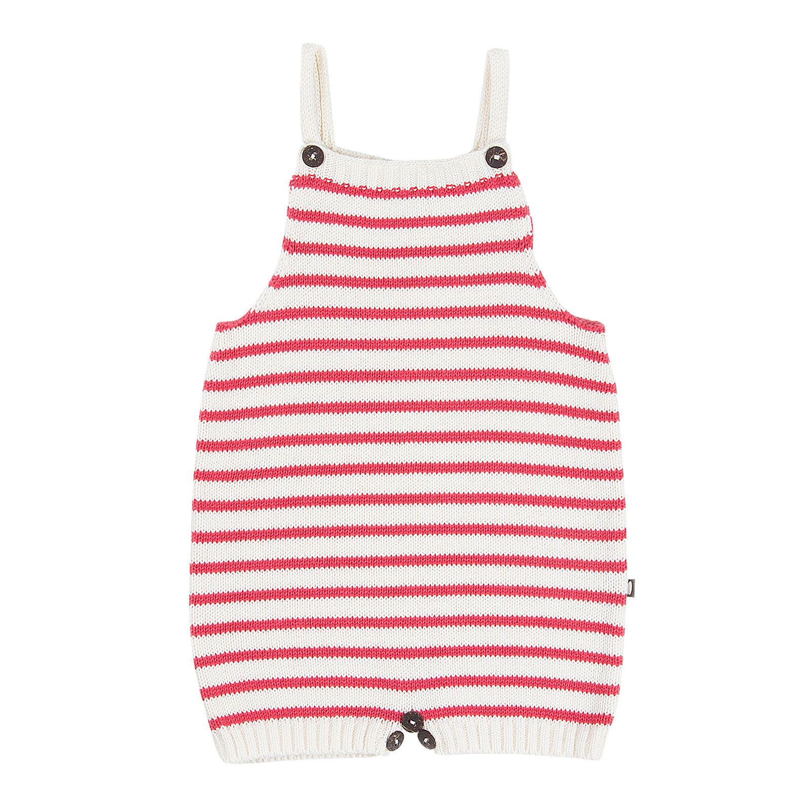 Baby White&Red Striped Alpaga Wool Knitted Jumpsuit - CÉMAROSE | Children's Fashion Store
