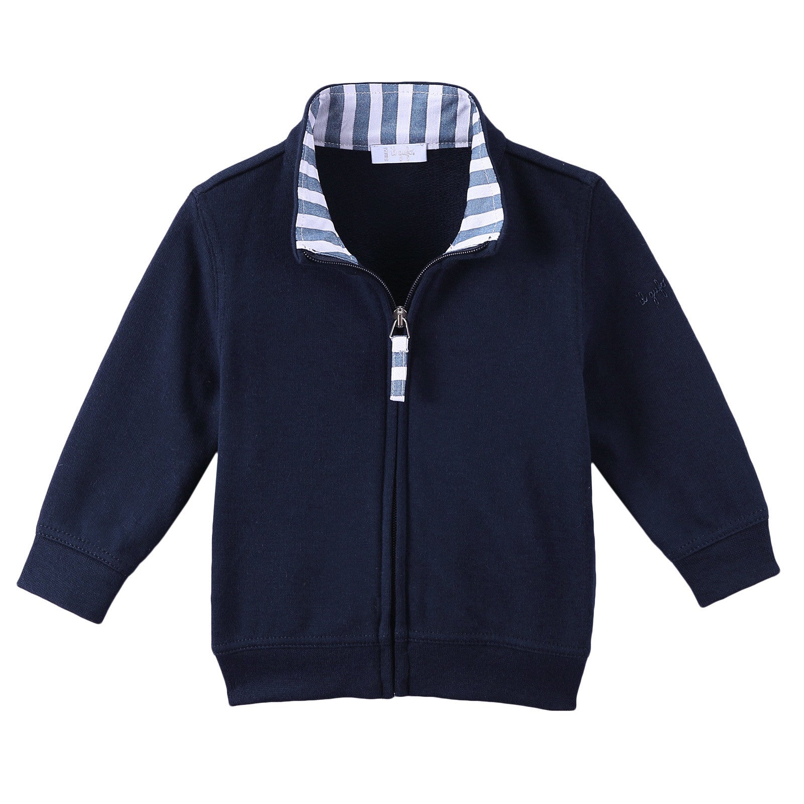 Baby Boys Navy Blue Cotton Zip-up Jacket - CÉMAROSE | Children's Fashion Store - 1