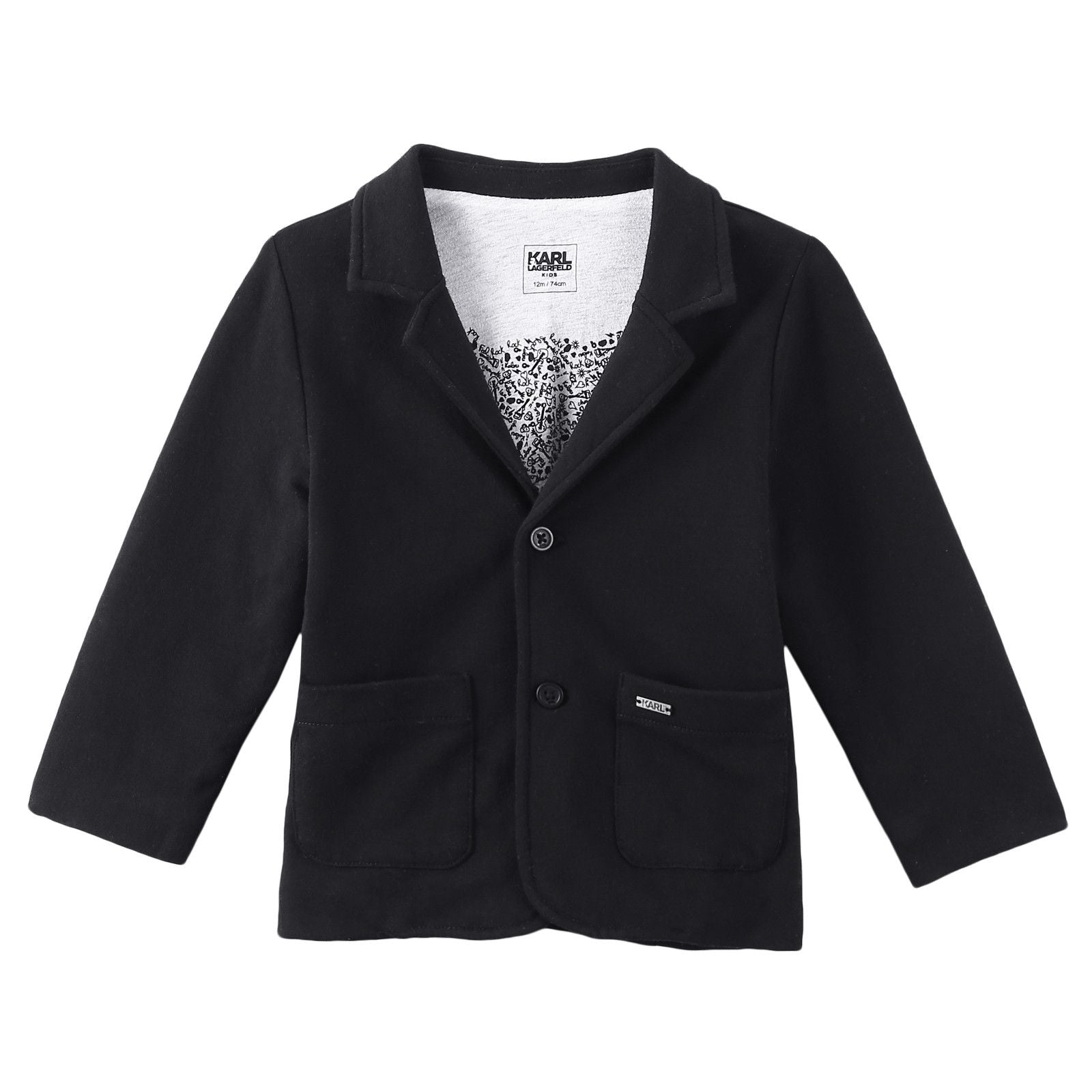 Baby Black Cotton Blazer With Patch Jackets - CÉMAROSE | Children's Fashion Store - 1