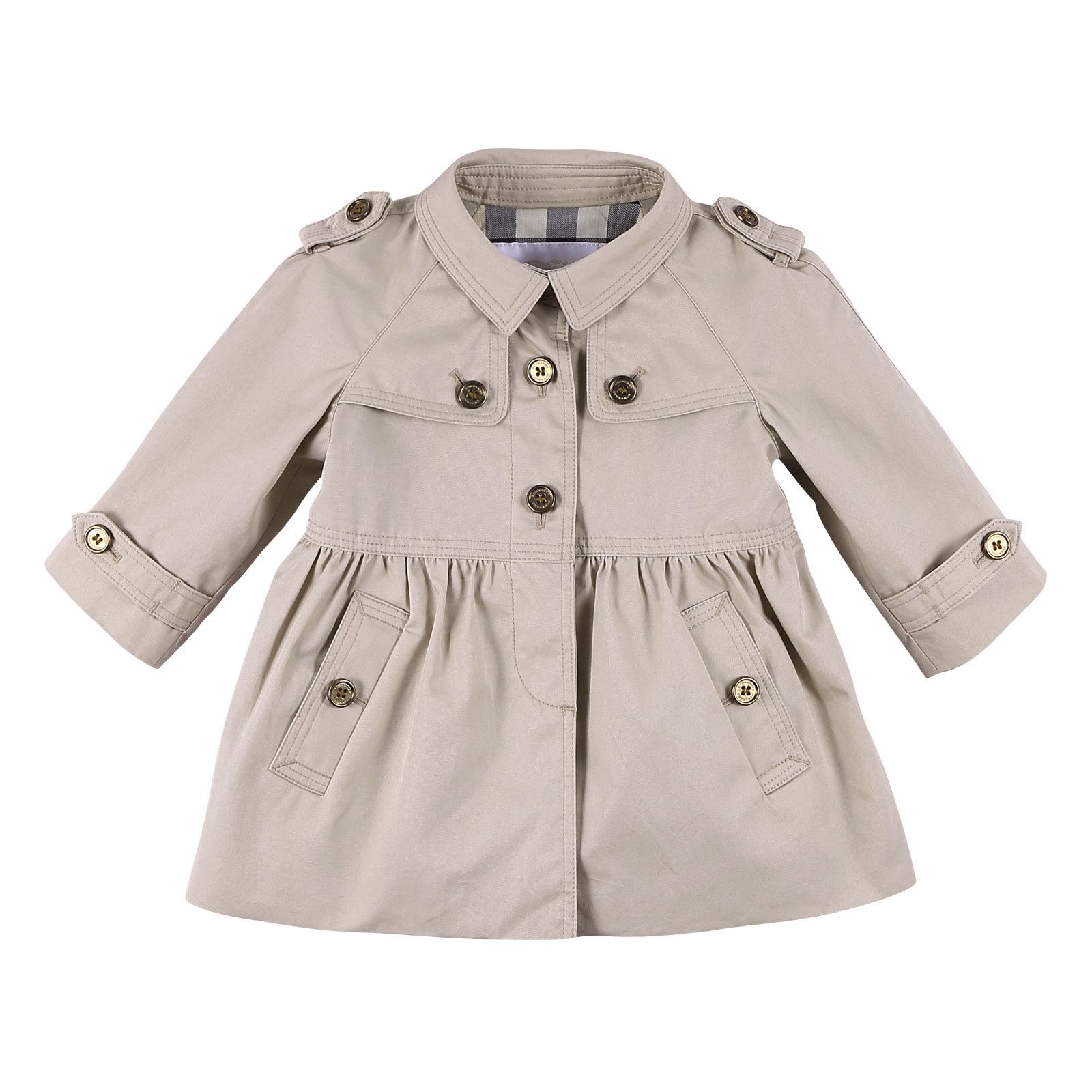 Baby Girls Beige Cotton Trench Coat - CÉMAROSE | Children's Fashion Store - 1