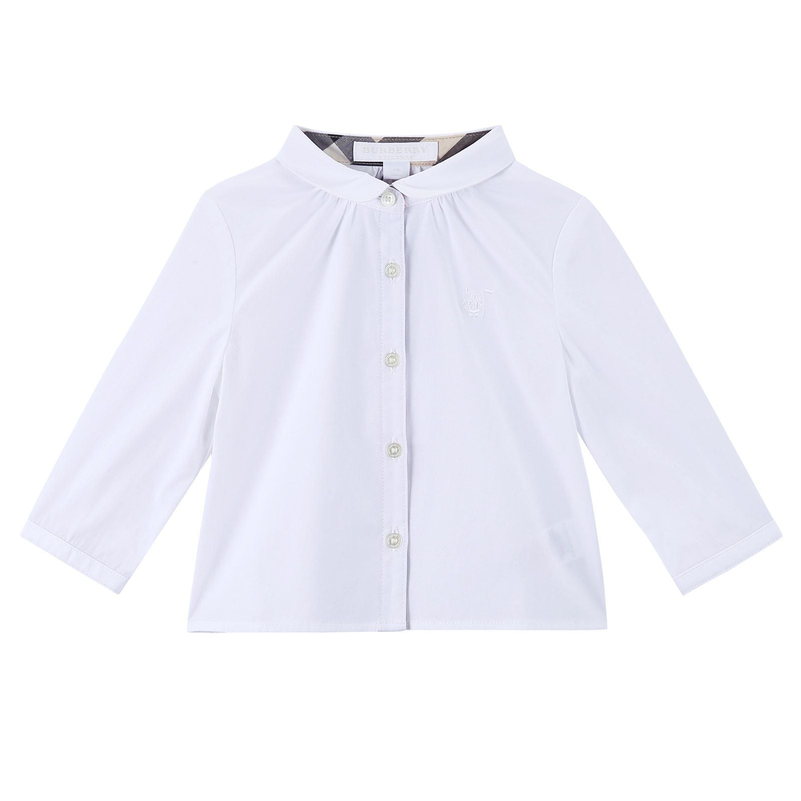 Baby Girls White Cotton Shirts With Embroidered Trims - CÉMAROSE | Children's Fashion Store - 1
