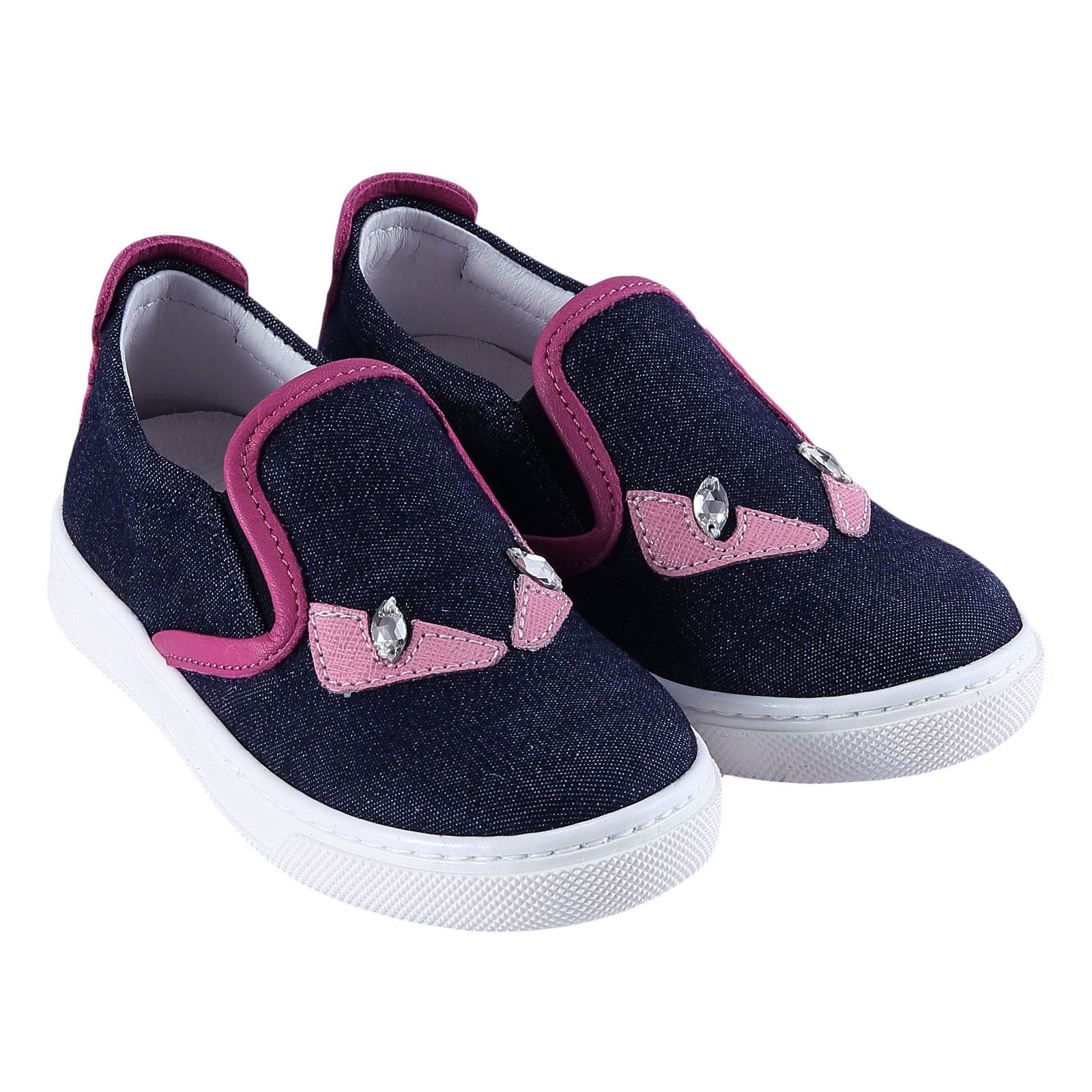 Girls Blue 'Monster' Surface Leather Trainers - CÉMAROSE | Children's Fashion Store - 1