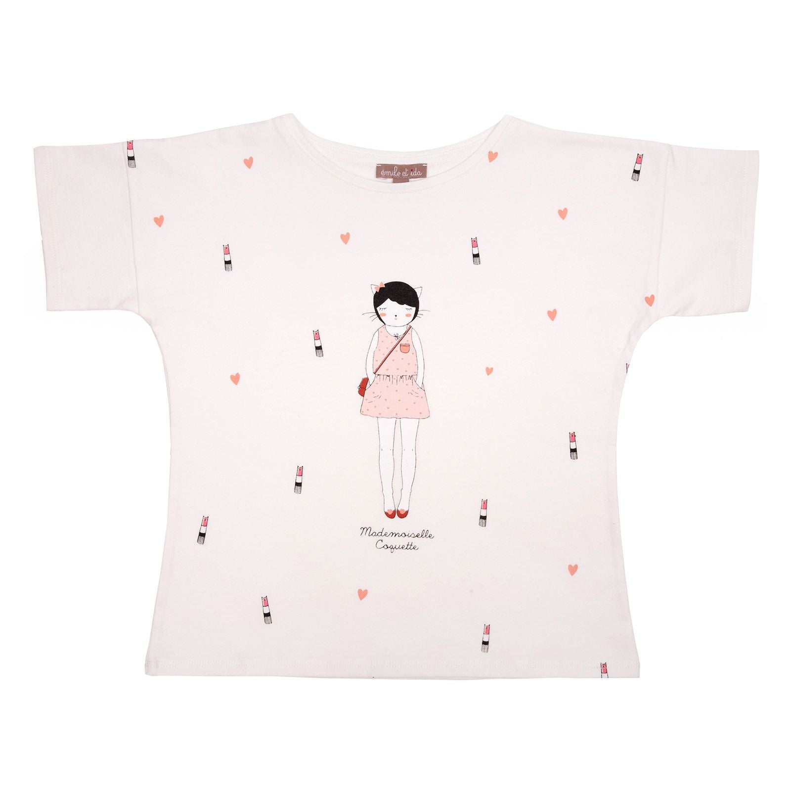 Girls White Cartoon Printed Cotton T-Shirt - CÉMAROSE | Children's Fashion Store