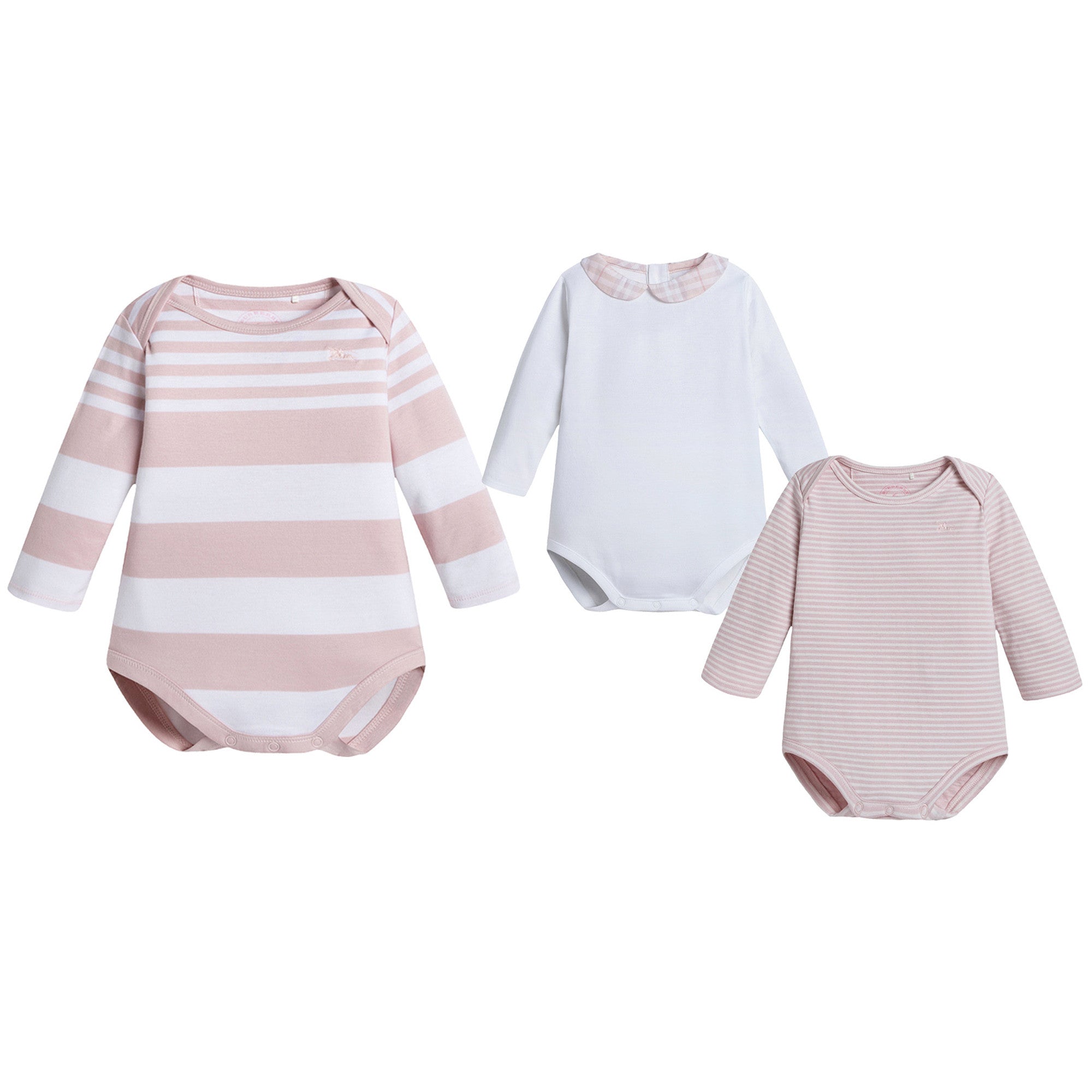 Grils White&Pink 3 Piece Babygrow Set - CÉMAROSE | Children's Fashion Store - 1