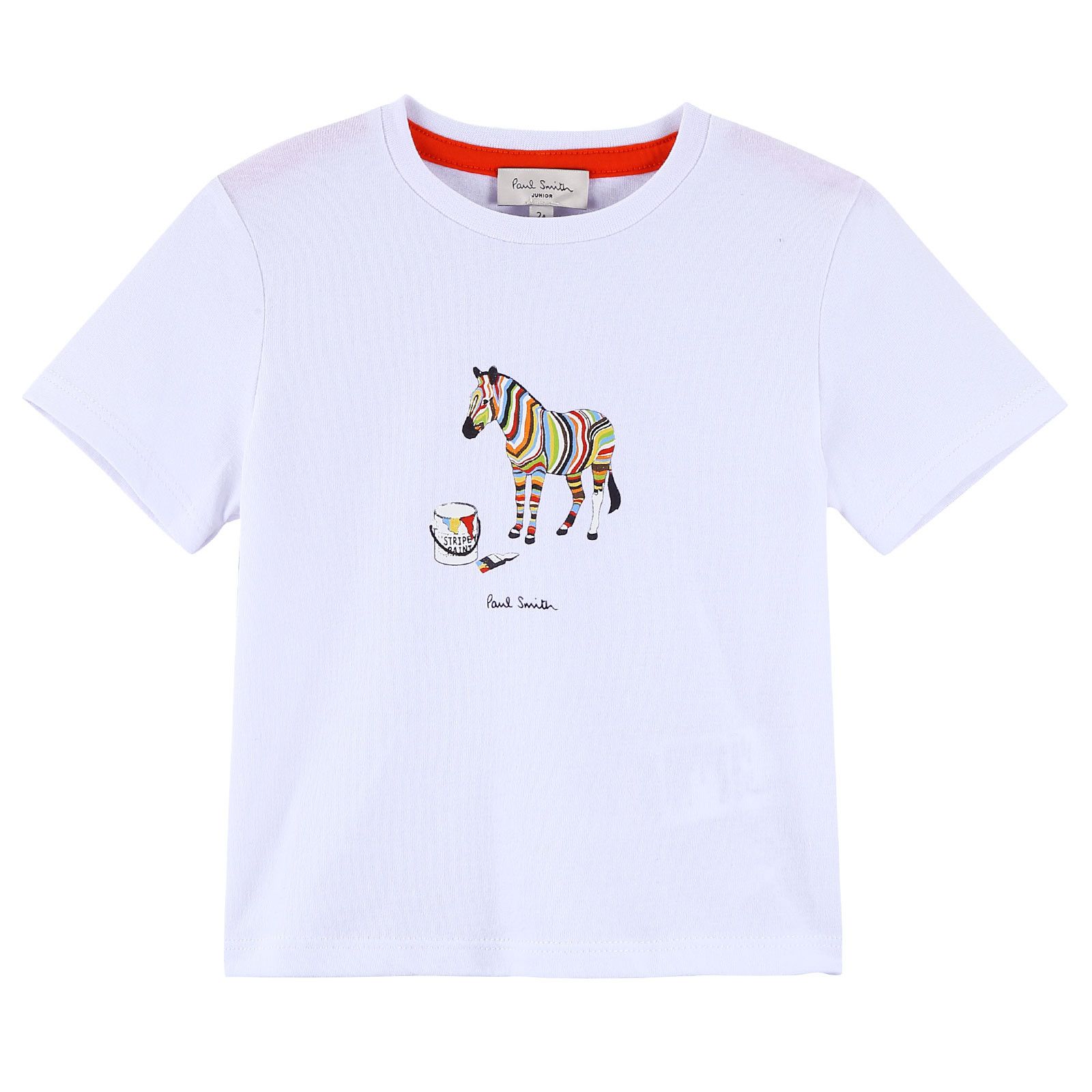 Boys White Cotton T-Shirt With Multicolor Horse Print - CÉMAROSE | Children's Fashion Store - 1