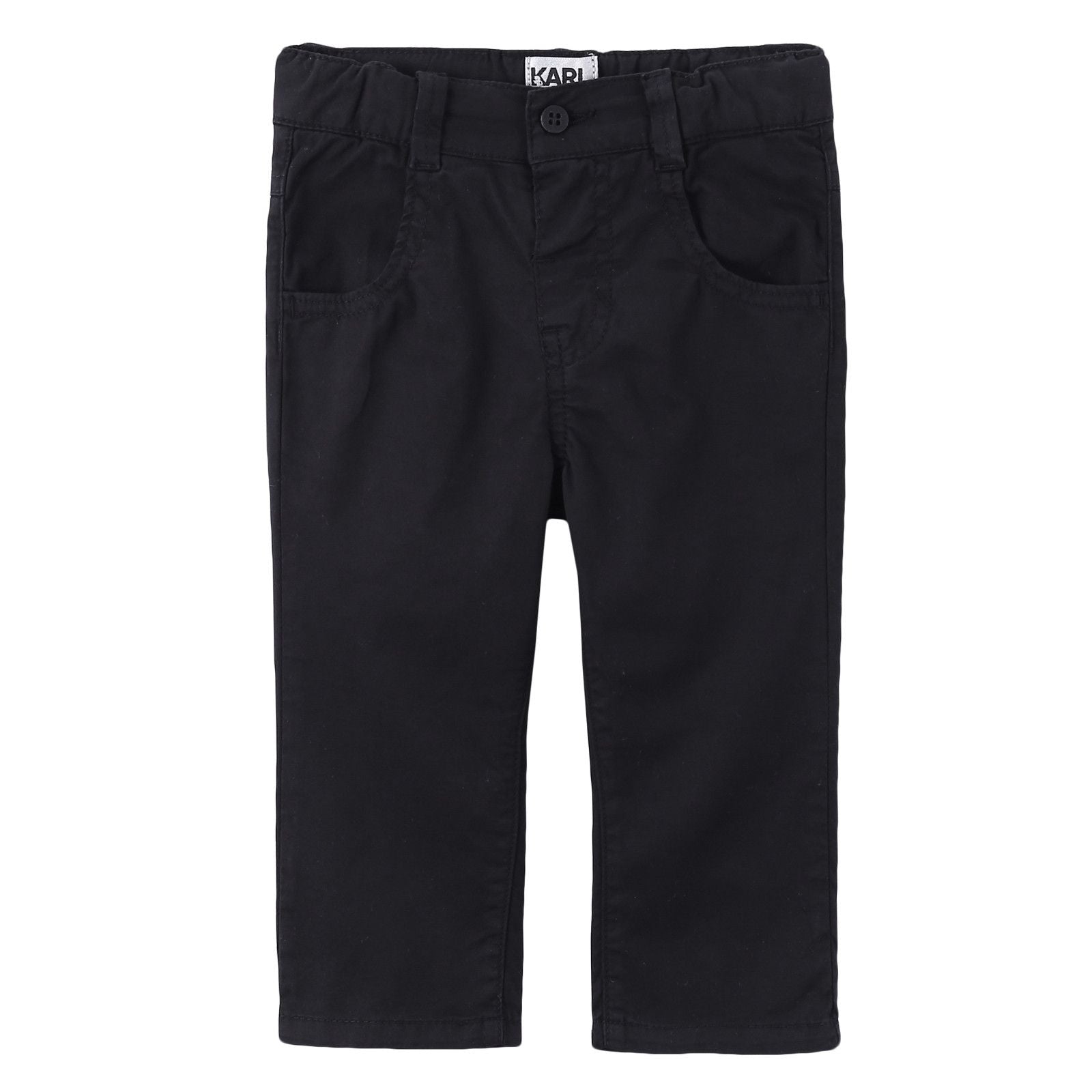 Baby Black Cotton Straight Trousers - CÉMAROSE | Children's Fashion Store - 1
