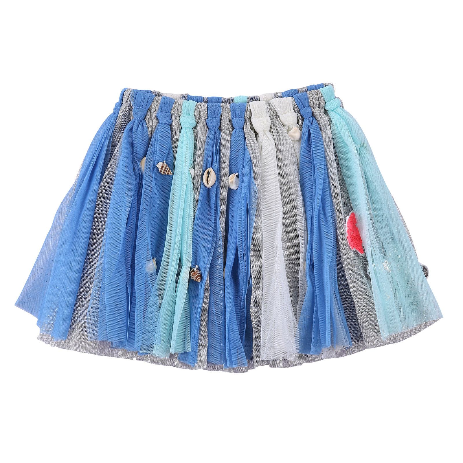 Girls Multicolor Marine Style Skirt With Patch Trims - CÉMAROSE | Children's Fashion Store - 1