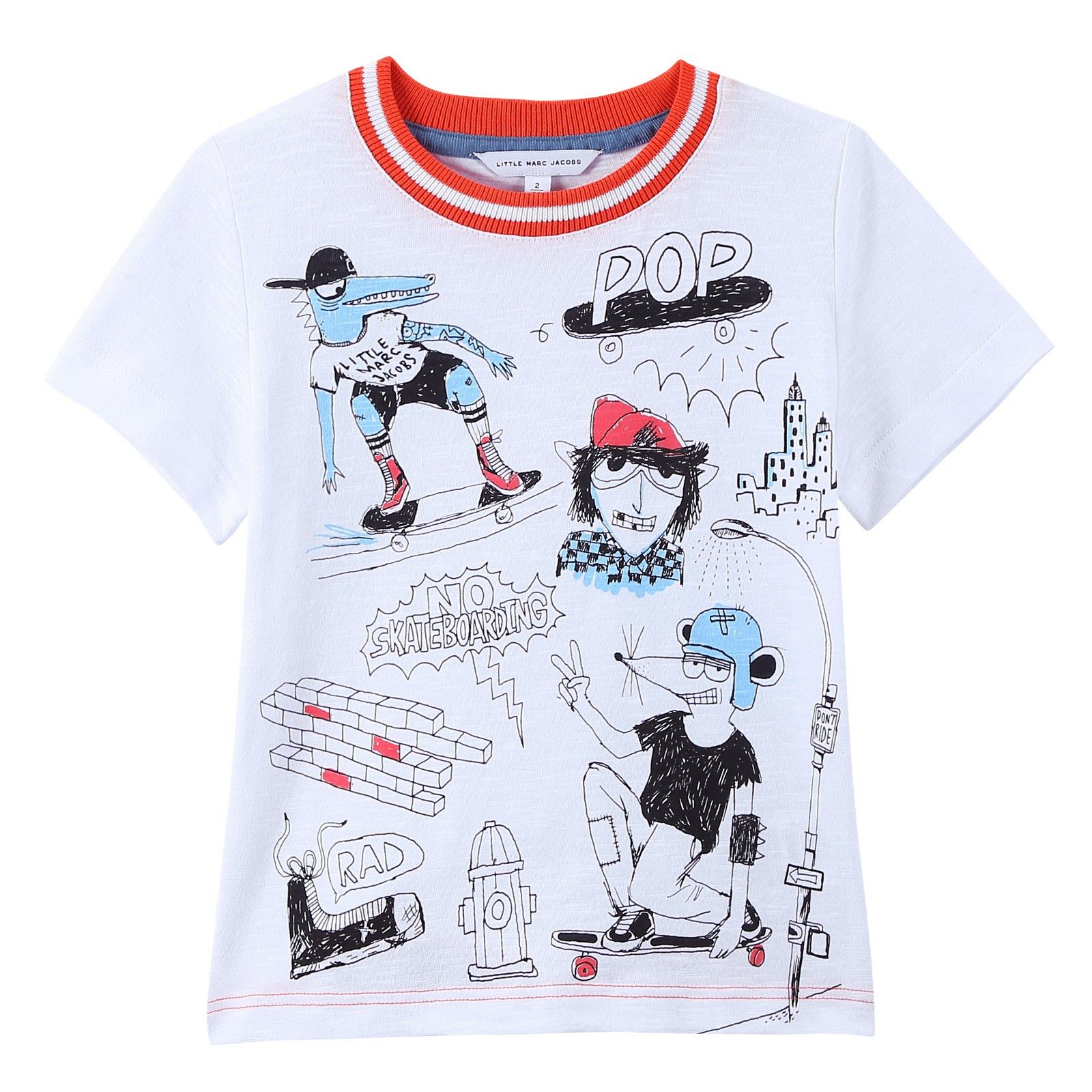 Boys White Fancy Illustration Printed Cotton Jersey T-Shirt - CÉMAROSE | Children's Fashion Store - 1