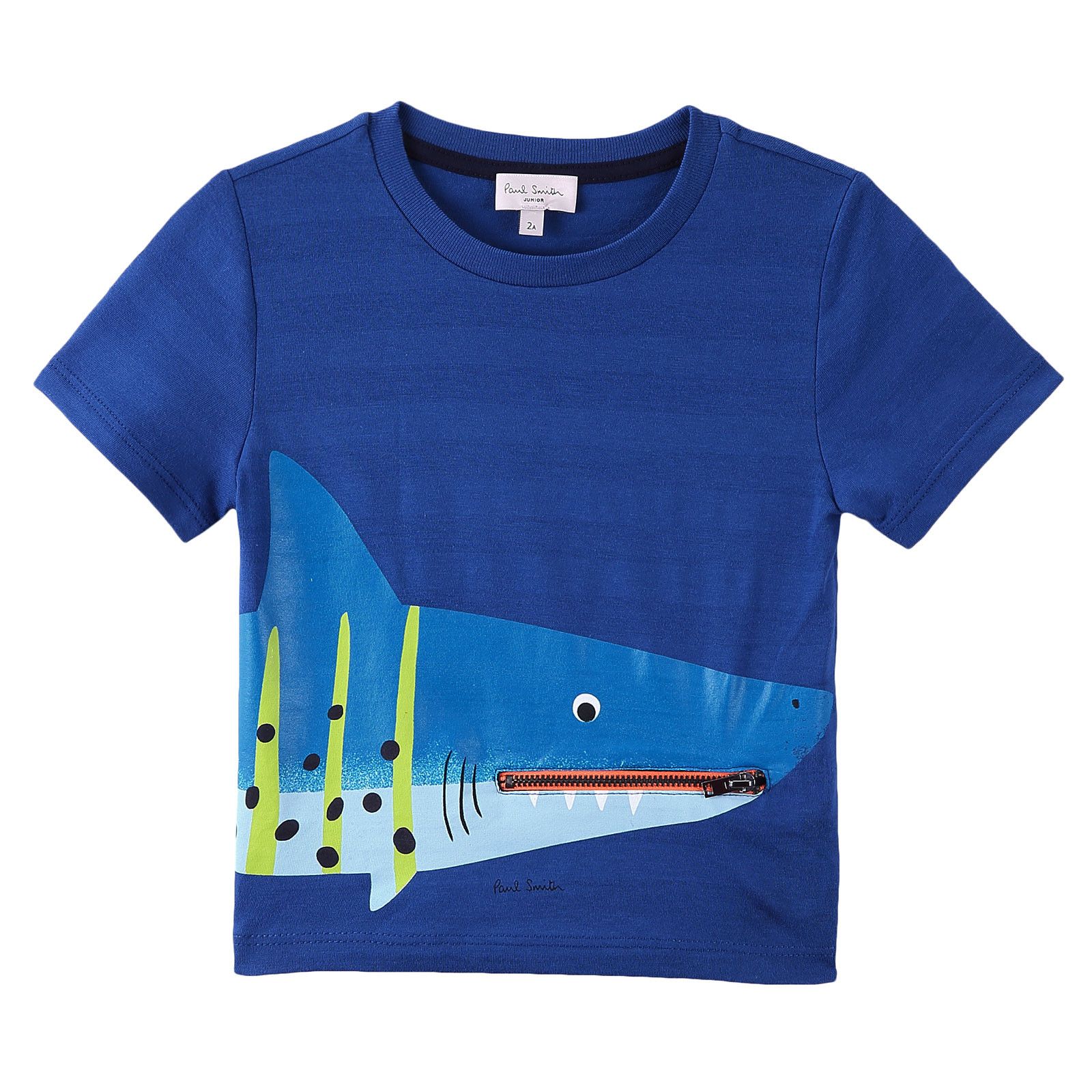 Boys Royal Blue Shark Printed Cotton T-Shirt - CÉMAROSE | Children's Fashion Store - 1