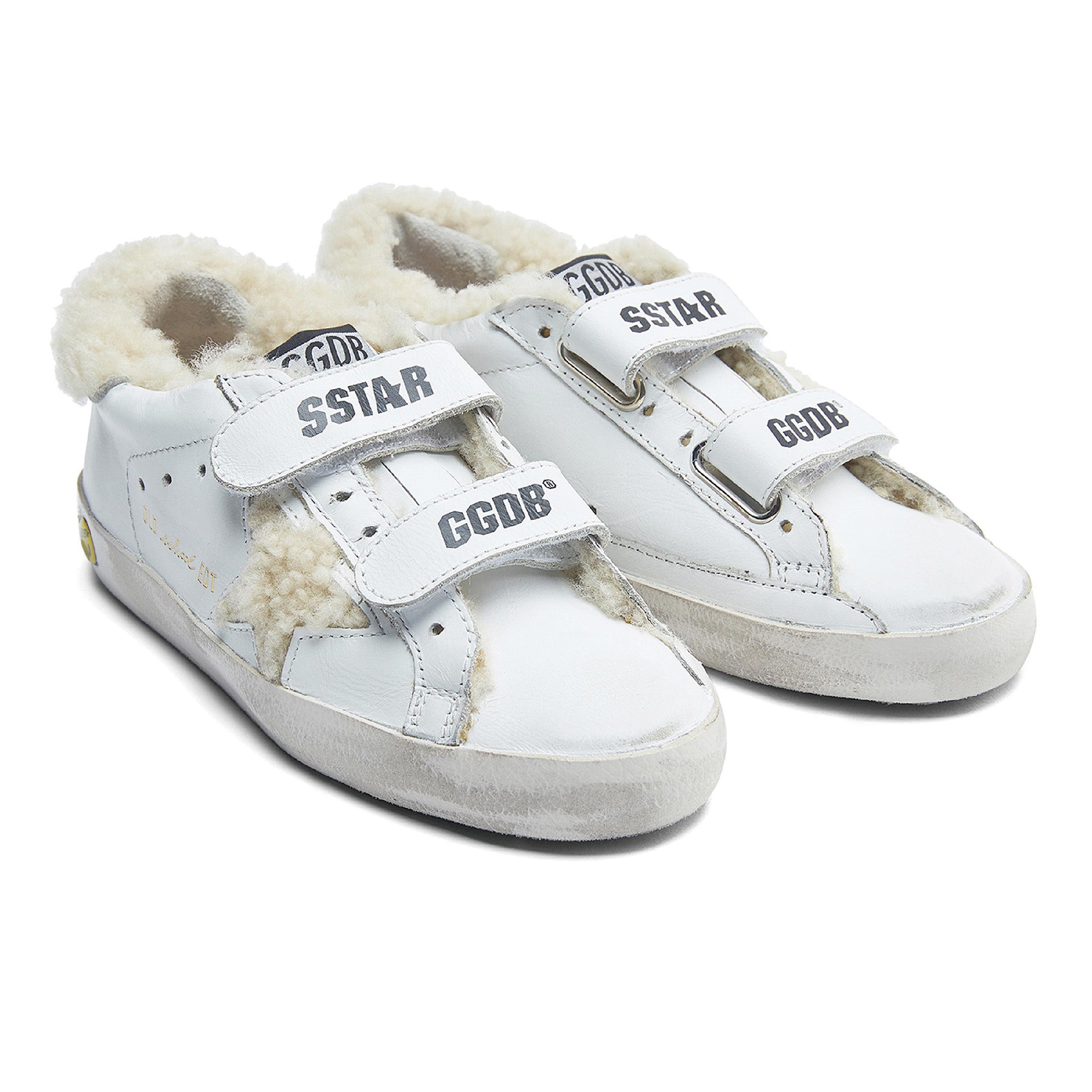 Girls White Star Leather Shoes