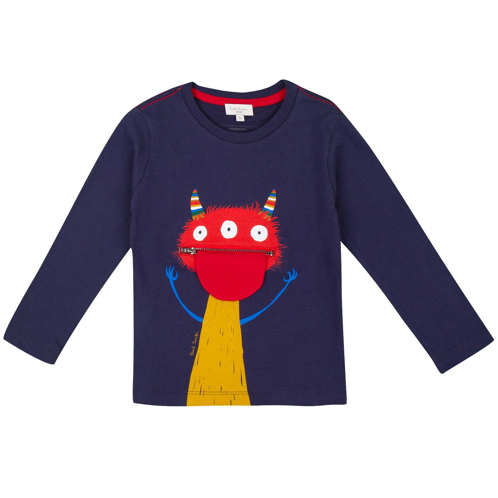 Boys Navy Blue Monster Printed Cotton T-Shirt - CÉMAROSE | Children's Fashion Store - 1