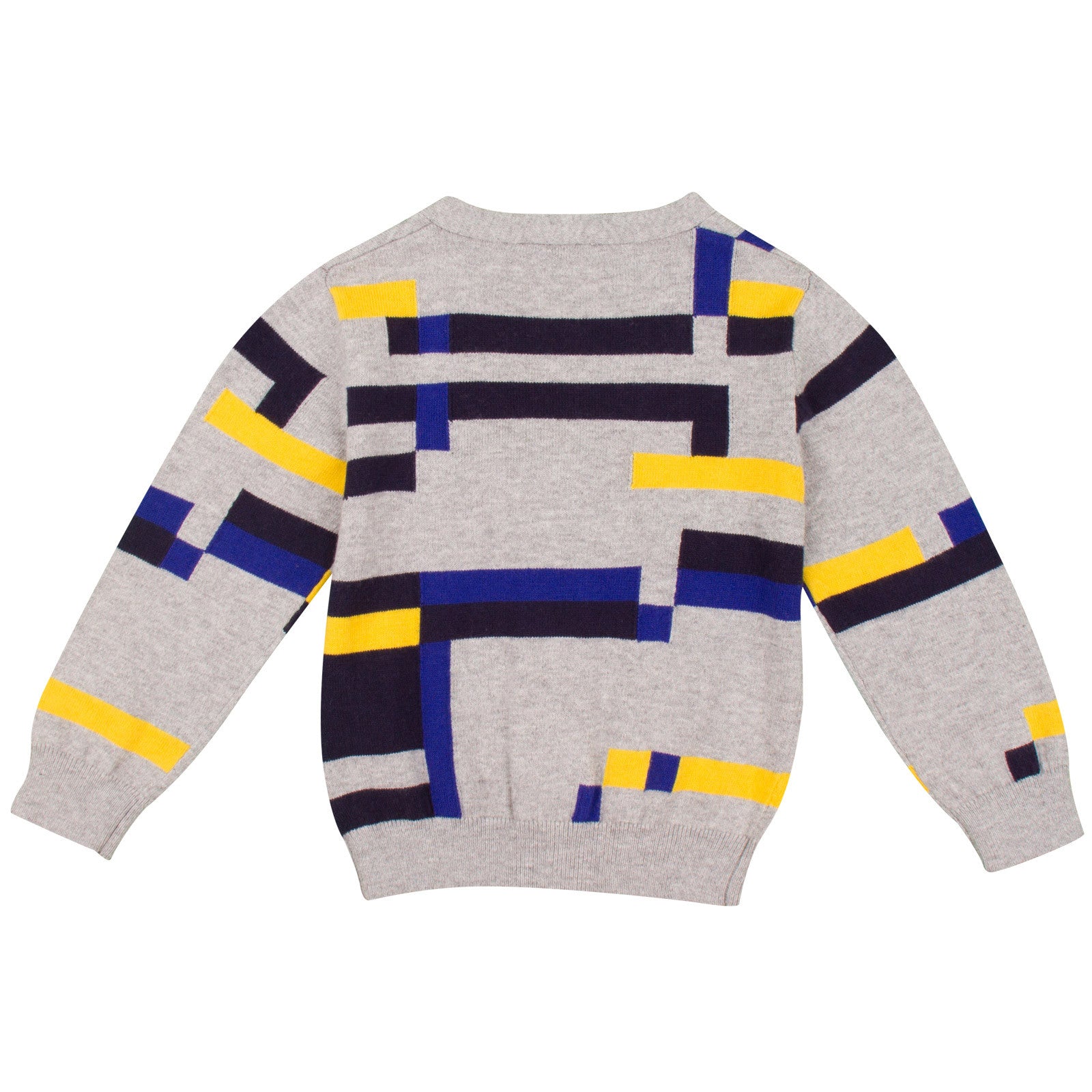 Baby Boys Grey Colour Block Knitted Cardigan - CÉMAROSE | Children's Fashion Store - 2