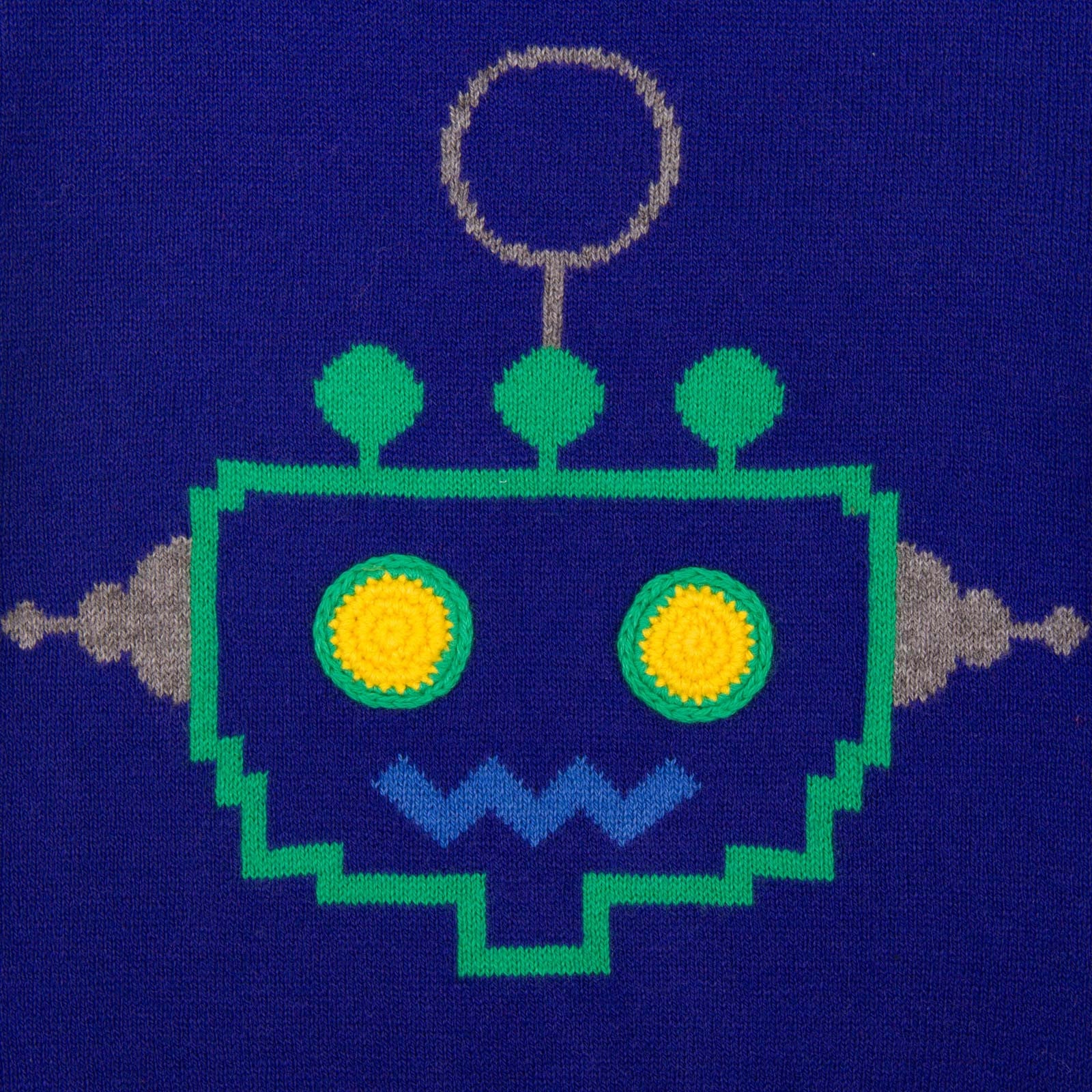Baby Boys Regatta Blue Embroidered  Robot Sweater - CÉMAROSE | Children's Fashion Store - 3