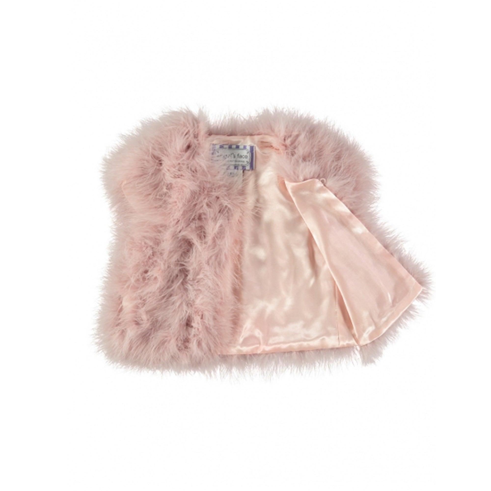 Veste en plumes de dinde rose poudré pour filles
