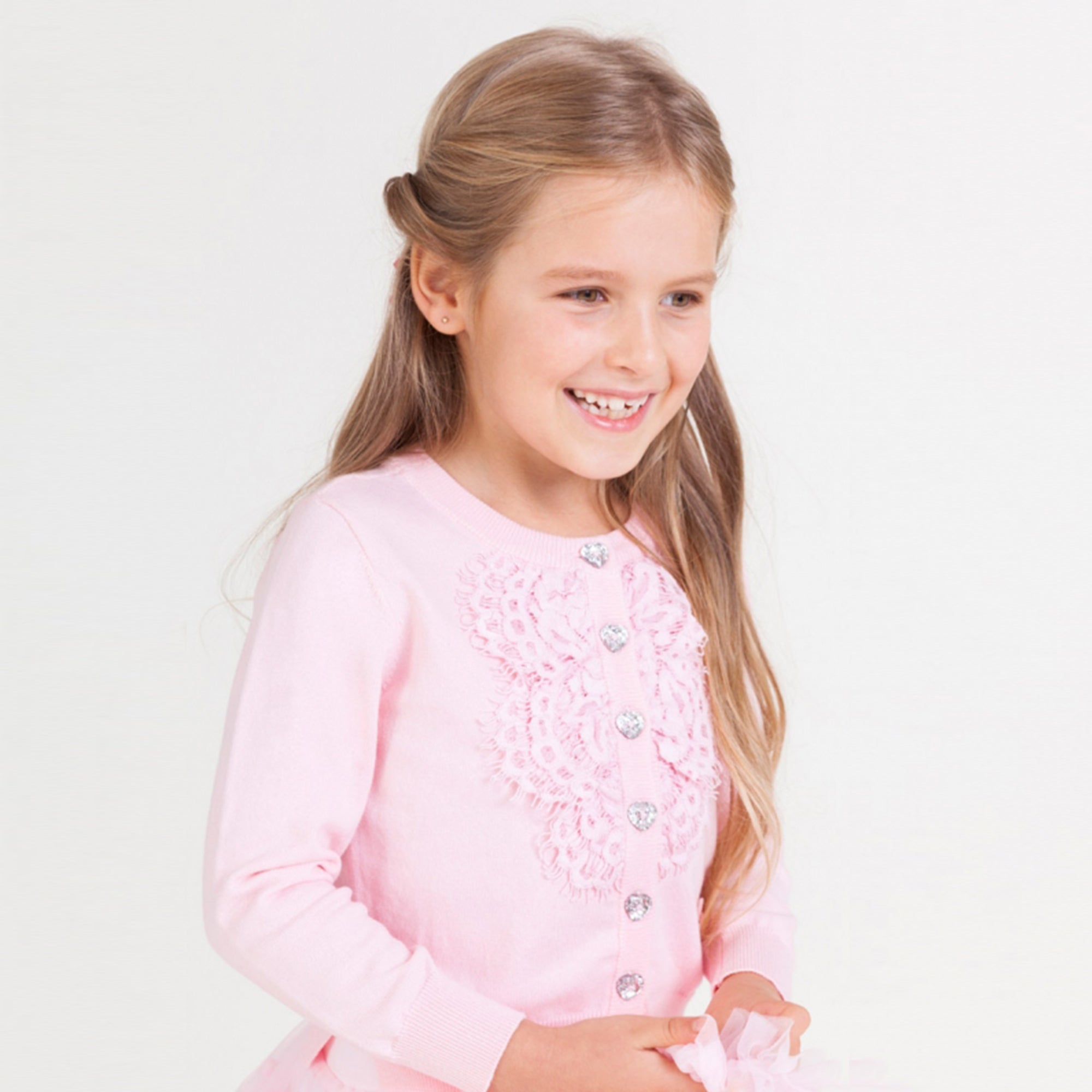 Girls Rose Pink Cotton Cardigan